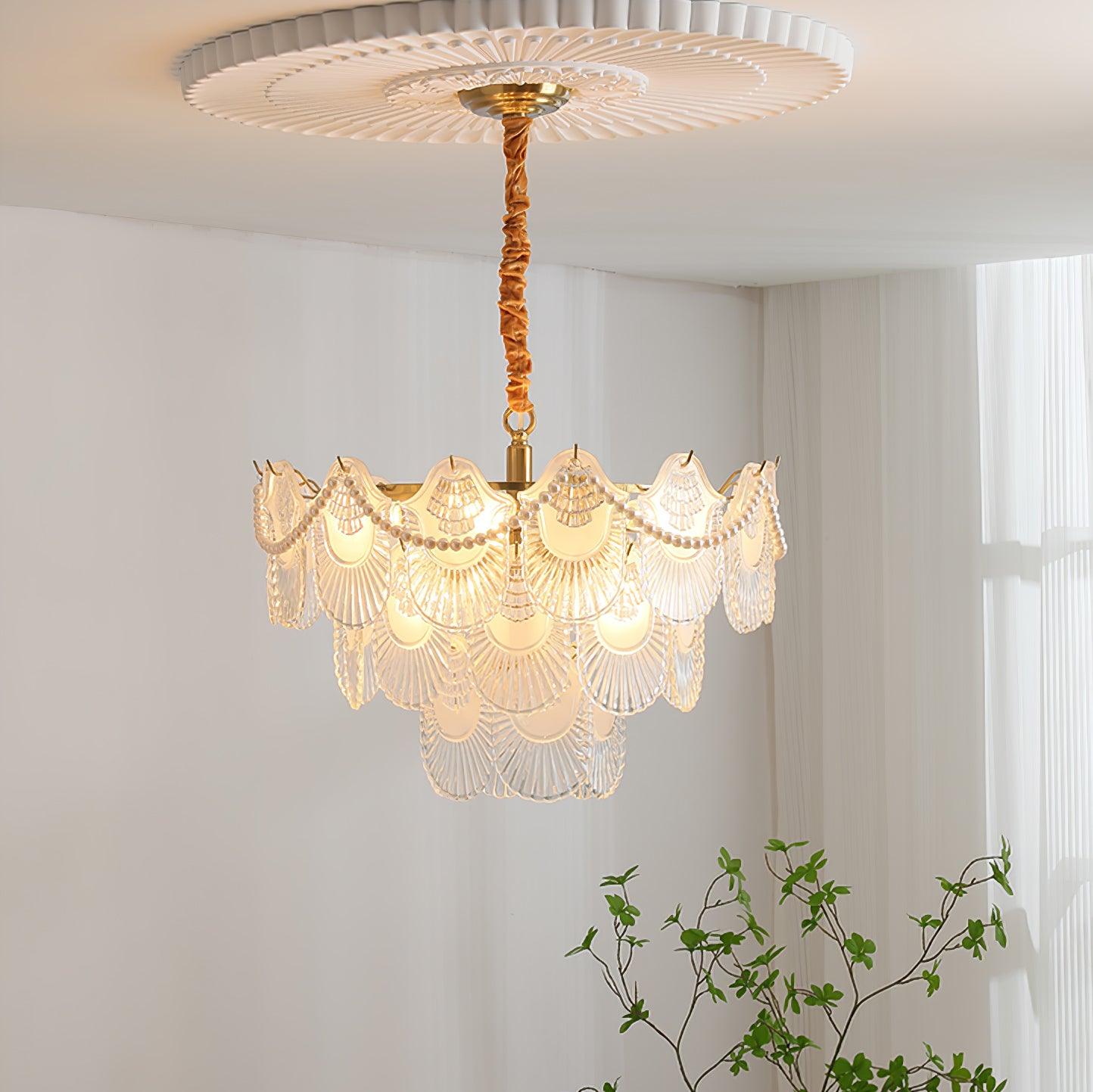 Pearl Glass Shell Chandelier - Blowlighting