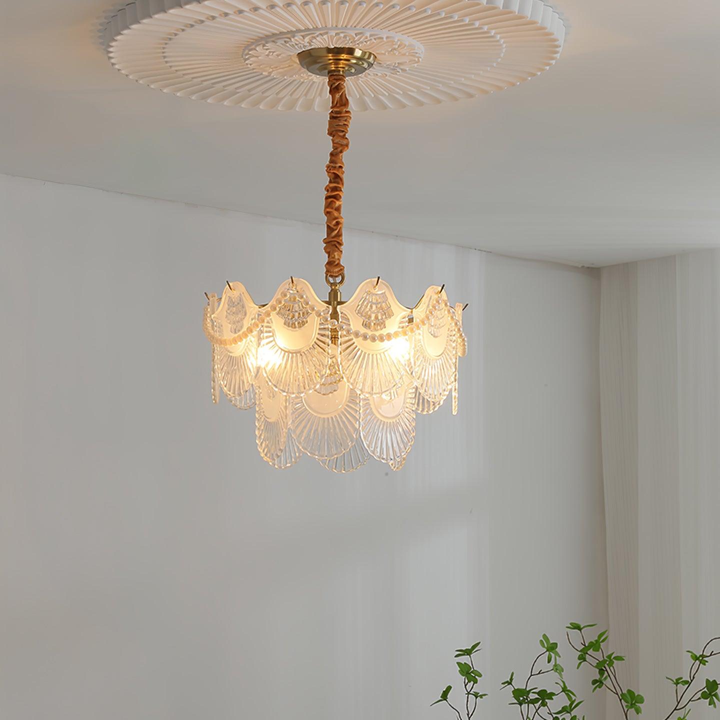 Pearl Glass Shell Chandelier - Blowlighting