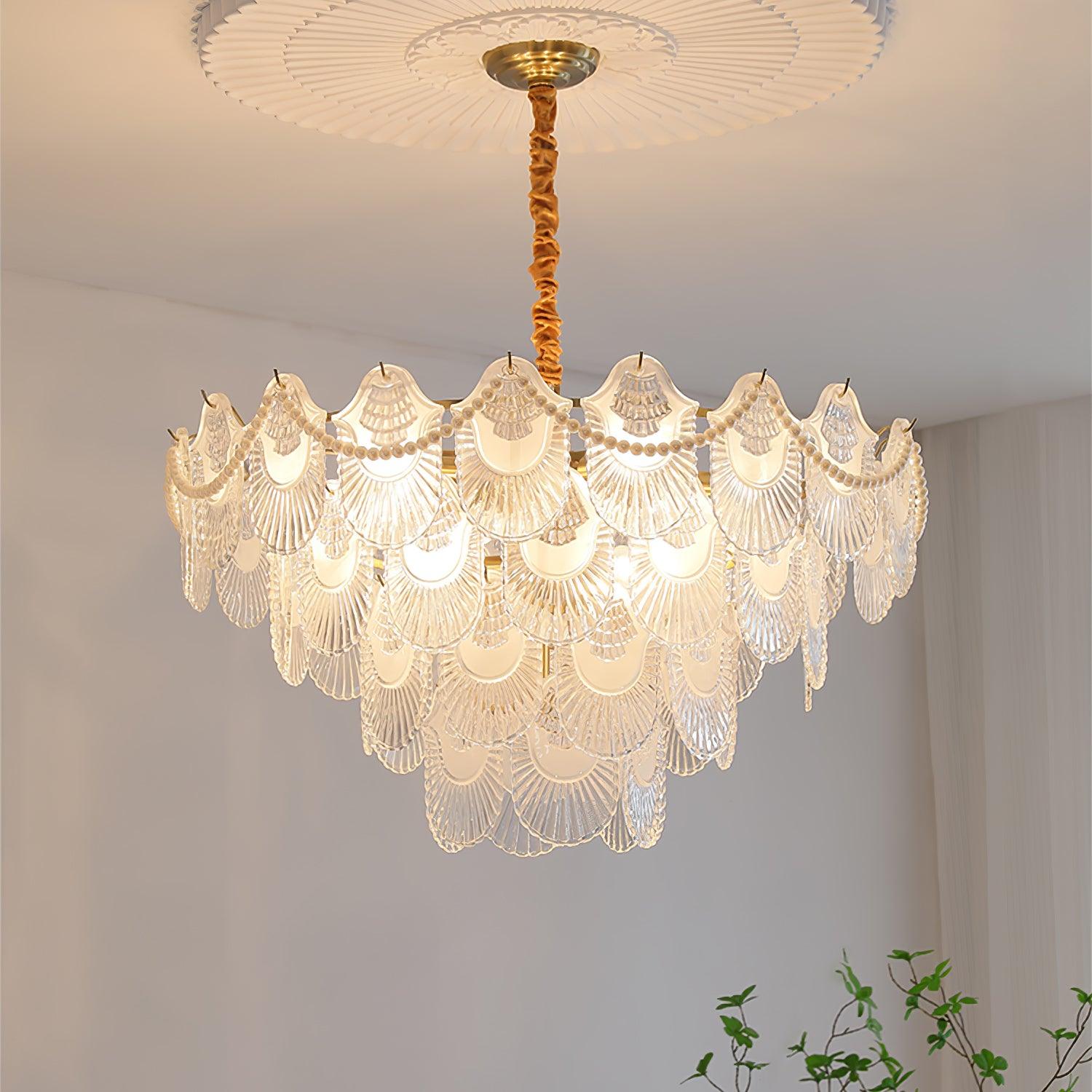 Pearl Glass Shell Chandelier - Blowlighting