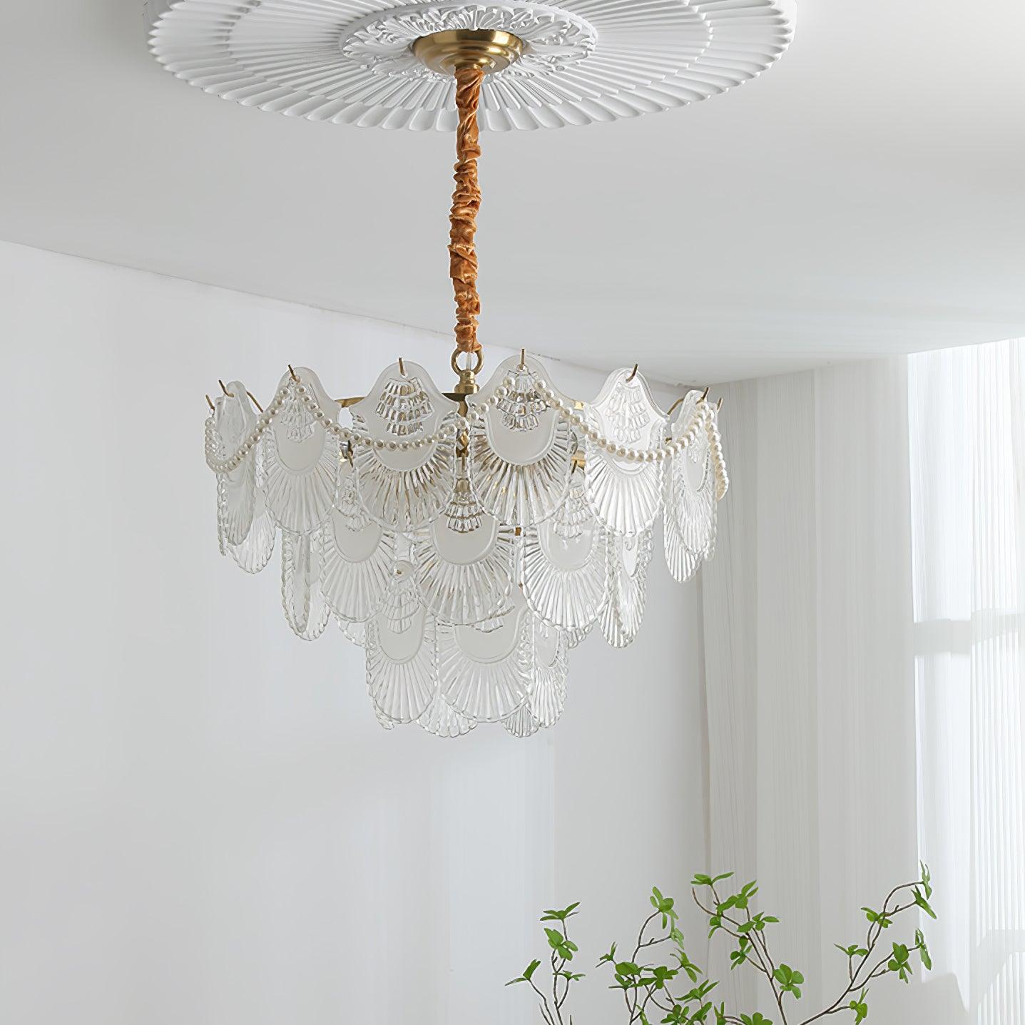 Pearl Glass Shell Chandelier - Blowlighting