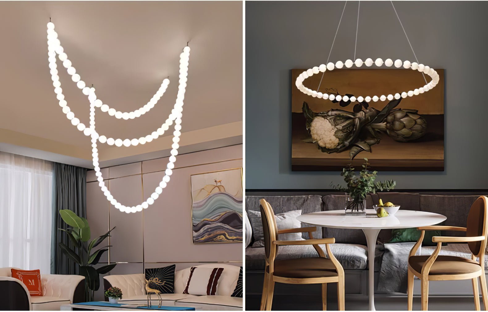 Pearl Glass Necklace Balls Chandelier - Blowlighting