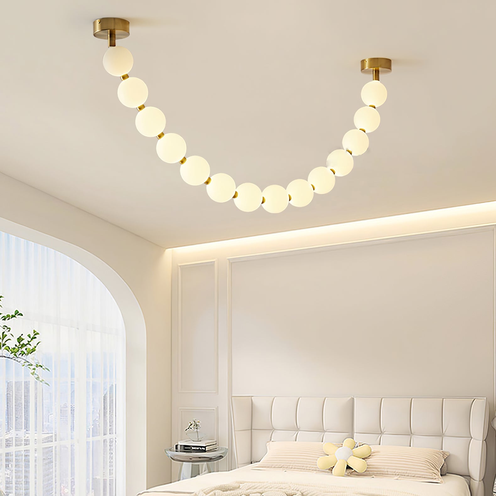 Pearl Glass Necklace Balls Chandelier - Blowlighting
