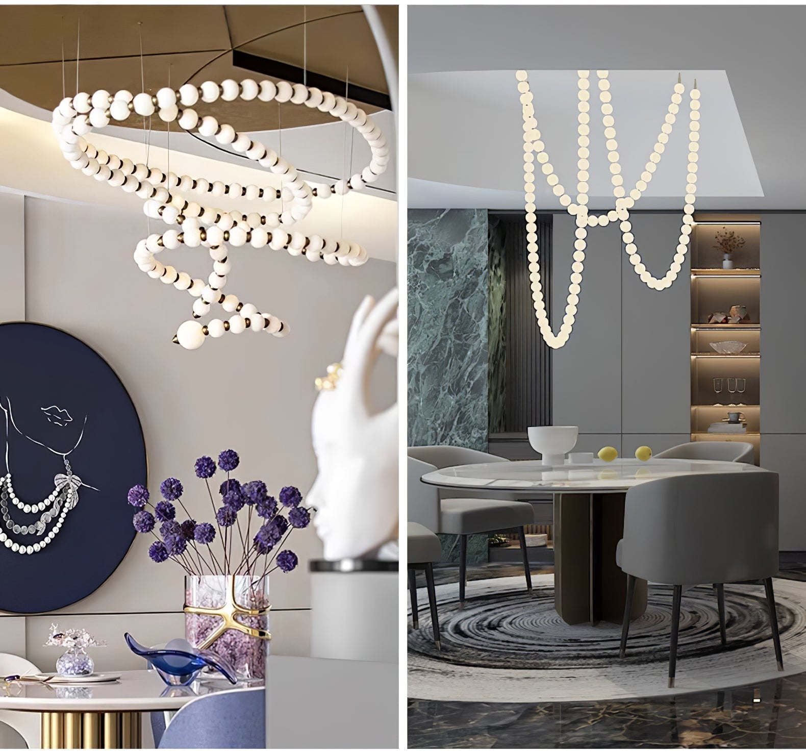 Pearl Glass Necklace Balls Chandelier - Blowlighting