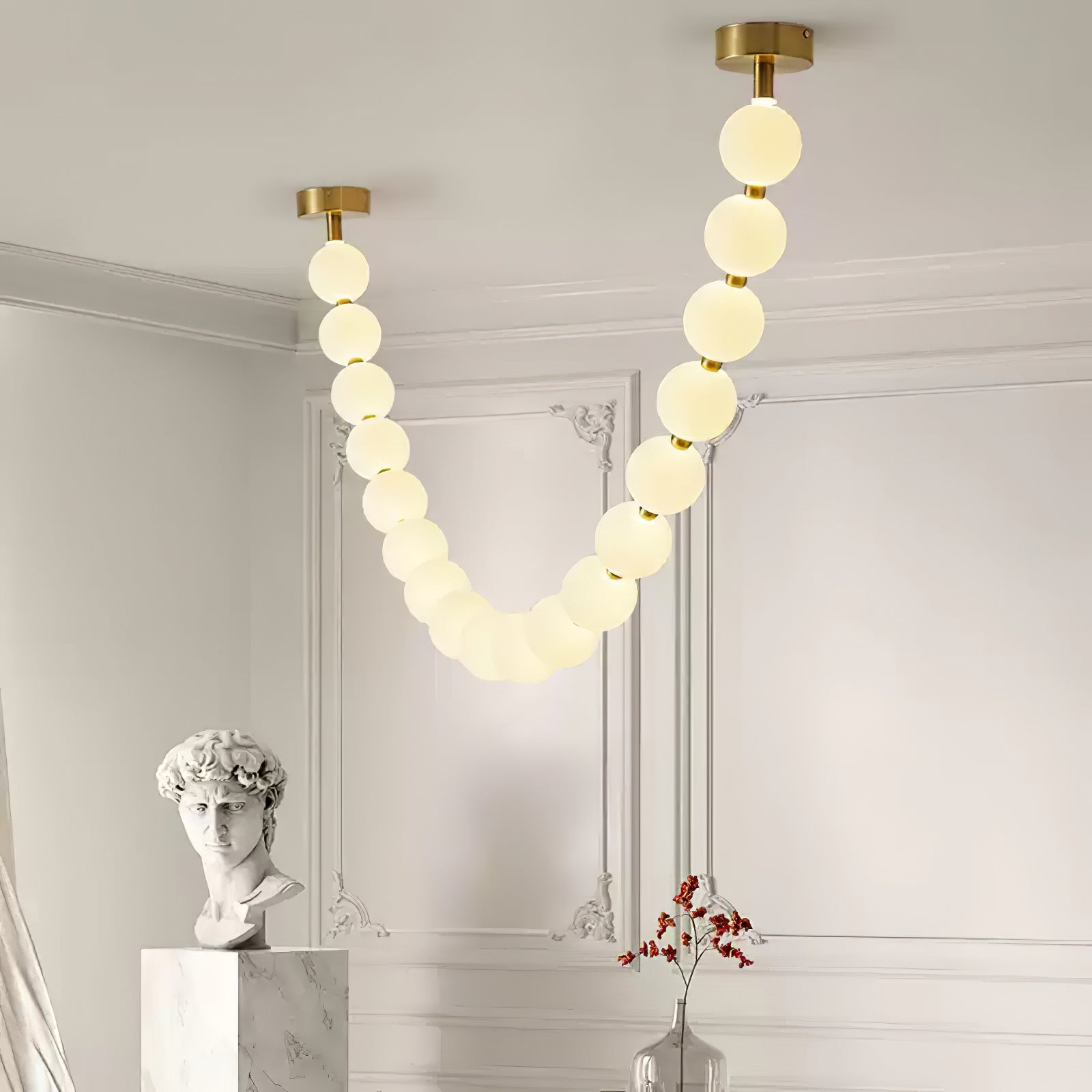 Pearl Glass Necklace Balls Chandelier - Blowlighting