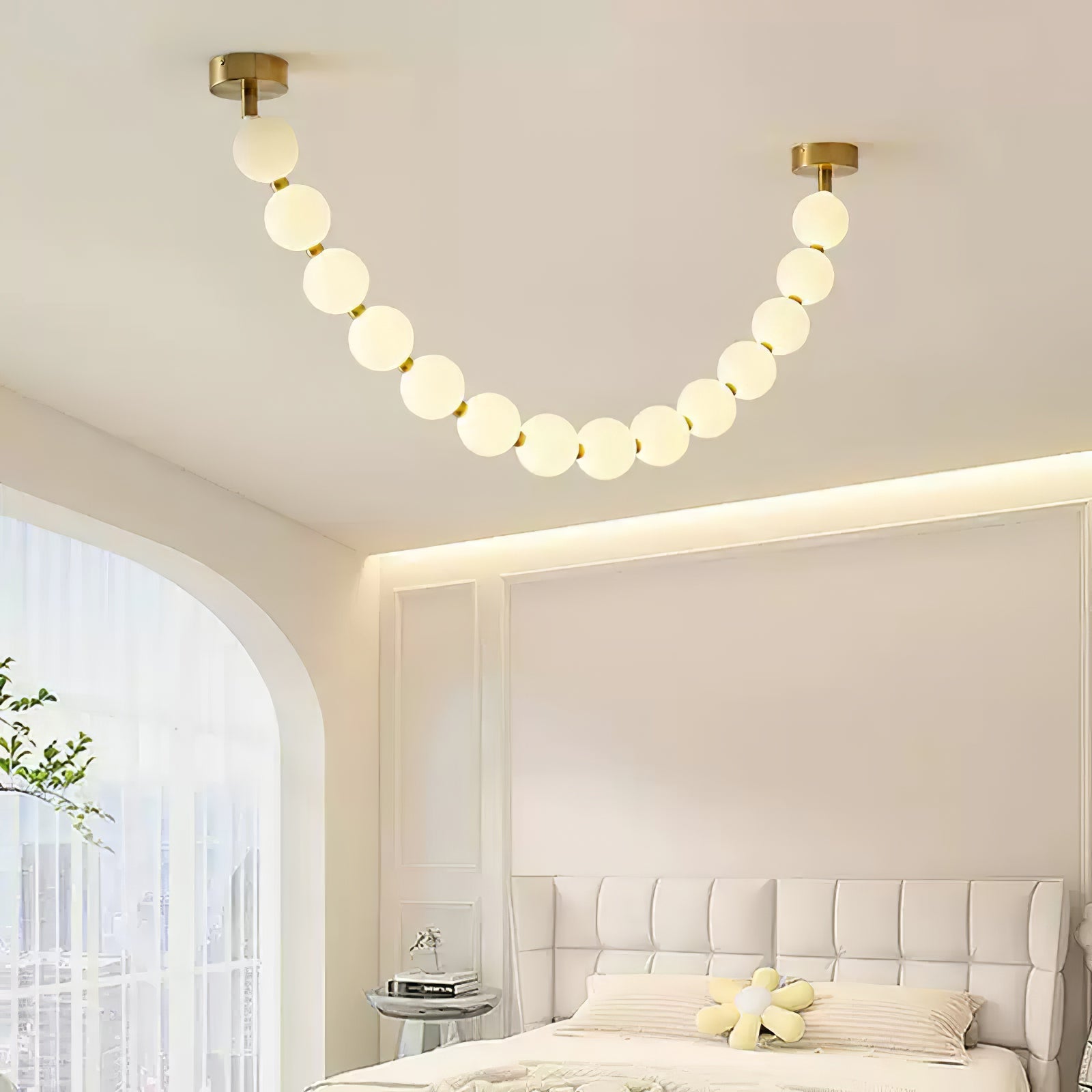 Pearl Glass Necklace Balls Chandelier - Blowlighting