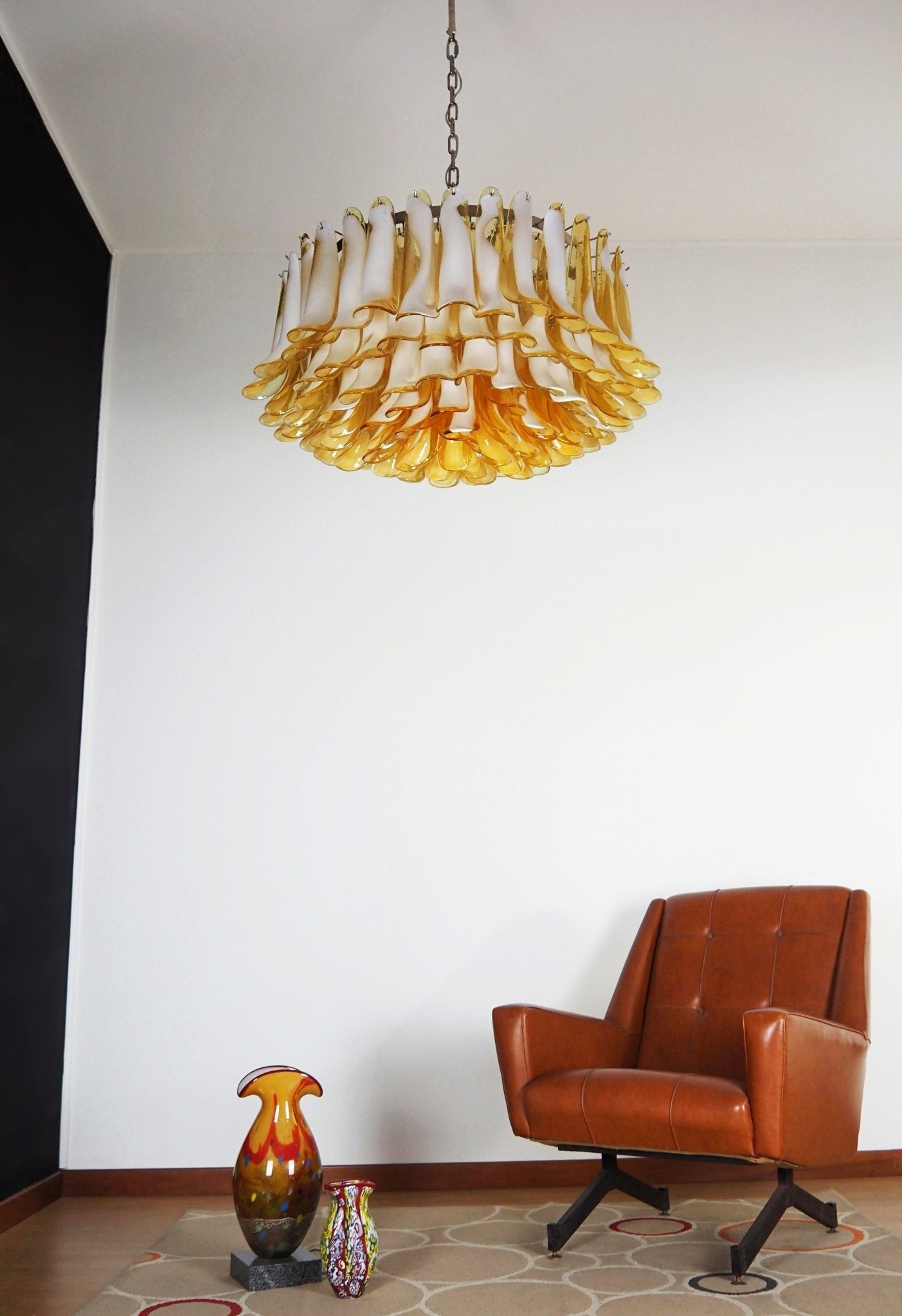 Aurora Chandelier Amber Murano Glass Petal Elegant - Blowlighting