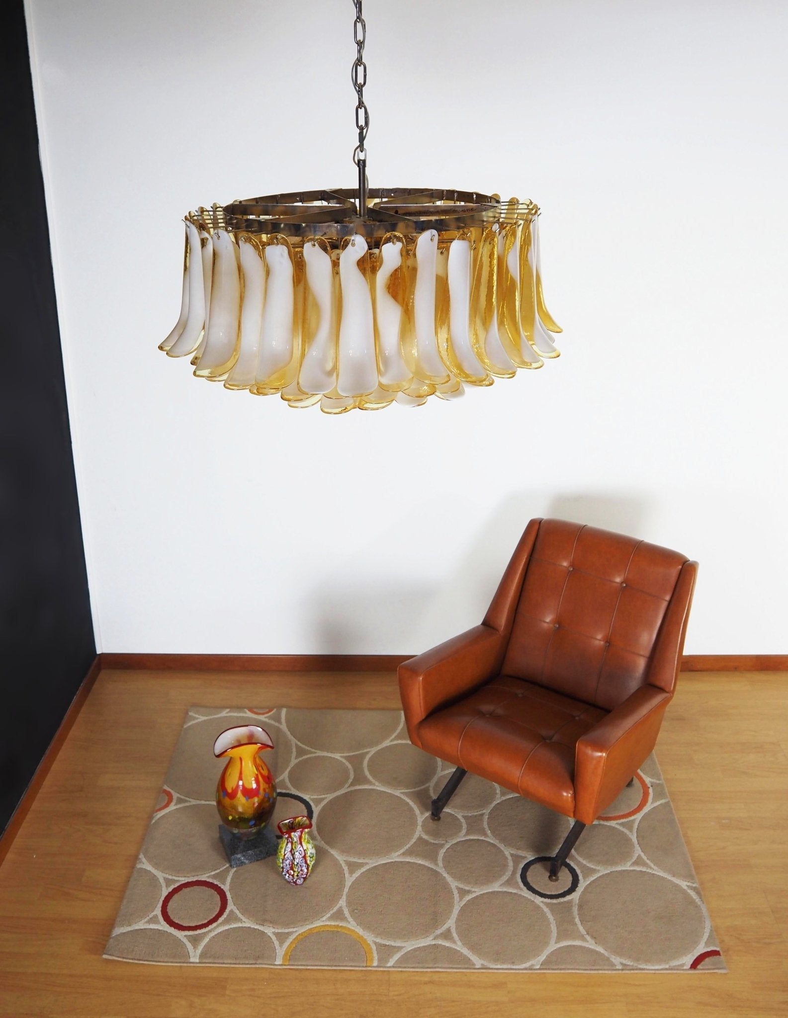 Aurora Chandelier Amber Murano Glass Petal Elegant - Blowlighting