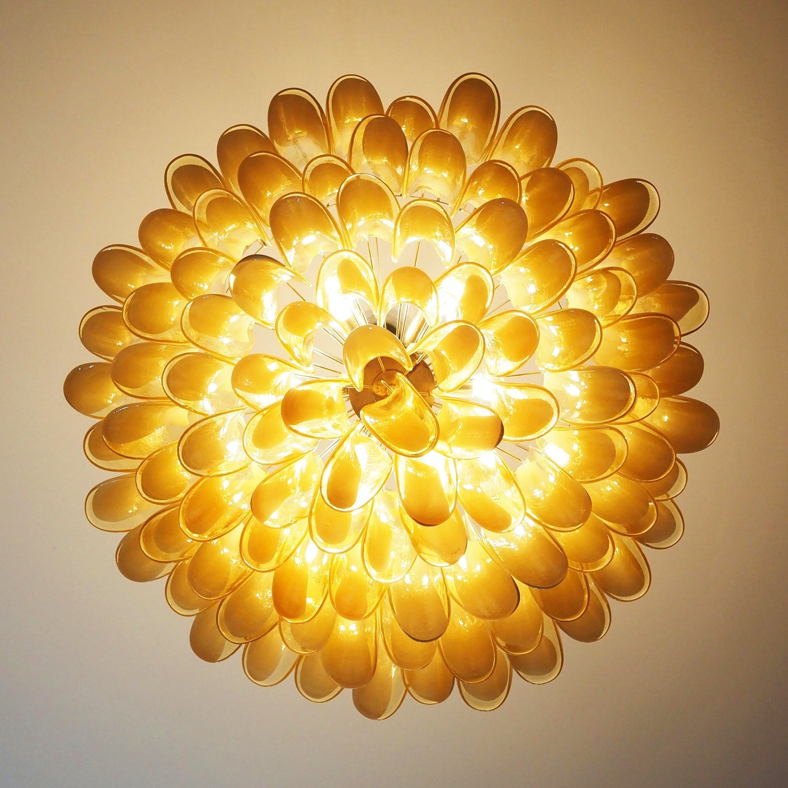 Aurora Chandelier Amber Murano Glass Petal Elegant - Blowlighting