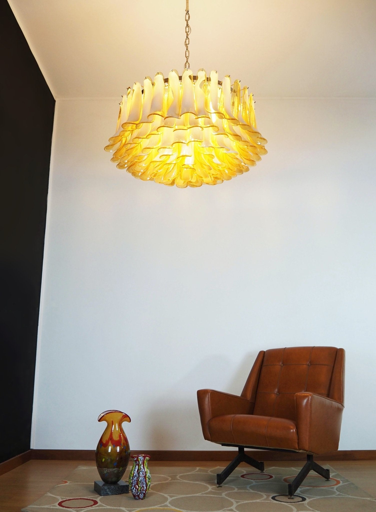 Aurora Chandelier Amber Murano Glass Petal Elegant - Blowlighting