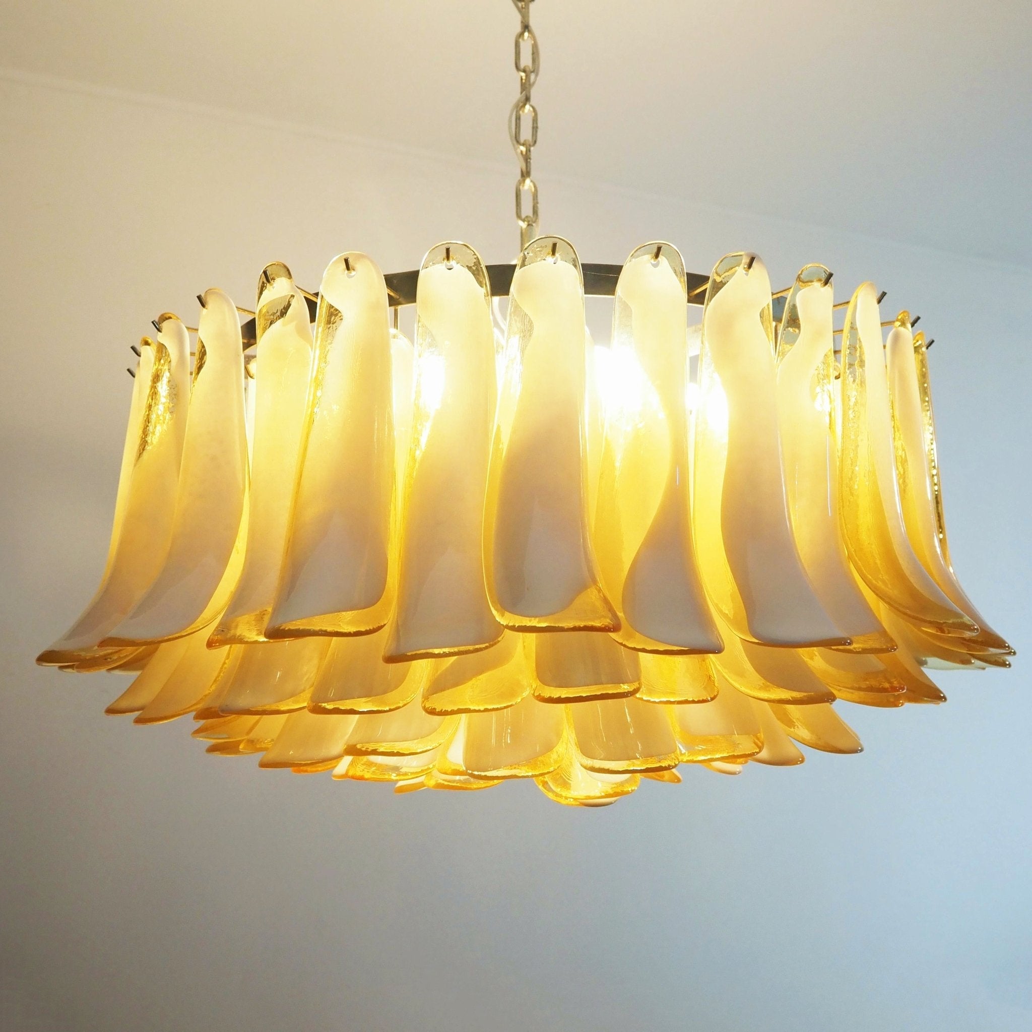 Aurora Chandelier Amber Murano Glass Petal Elegant - Blowlighting