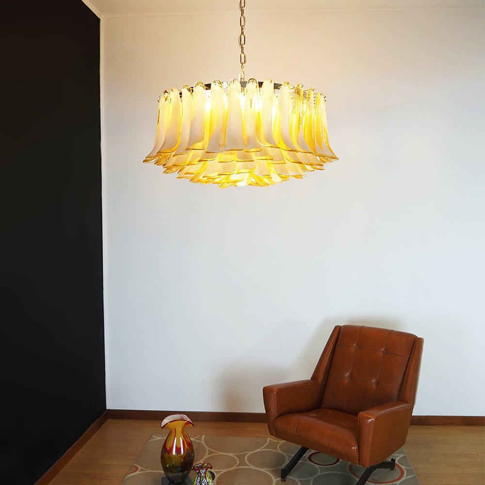Aurora Chandelier Amber Murano Glass Petal Elegant - Blowlighting