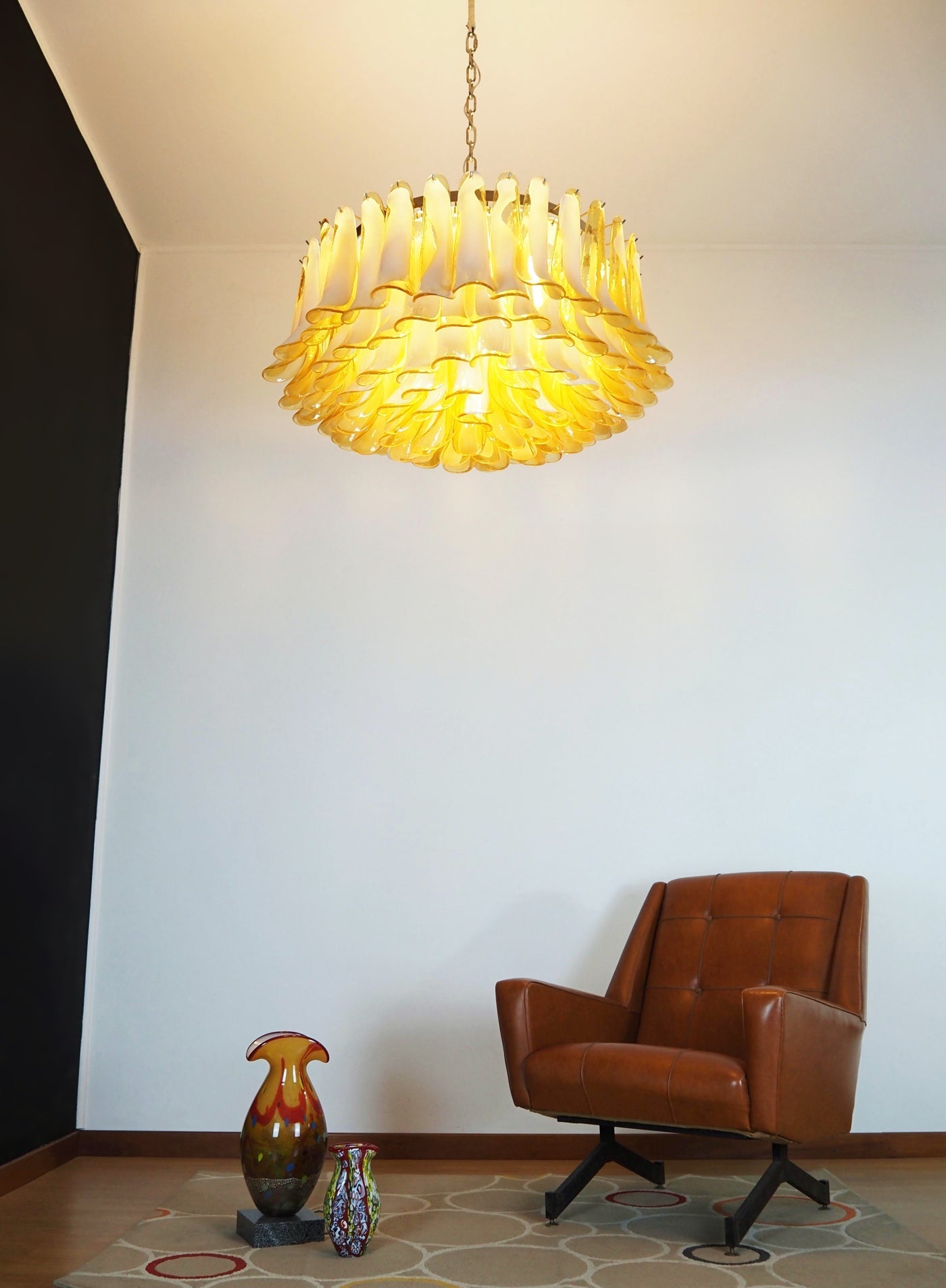 Aurora Chandelier Amber Murano Glass Petal Elegant - Blowlighting