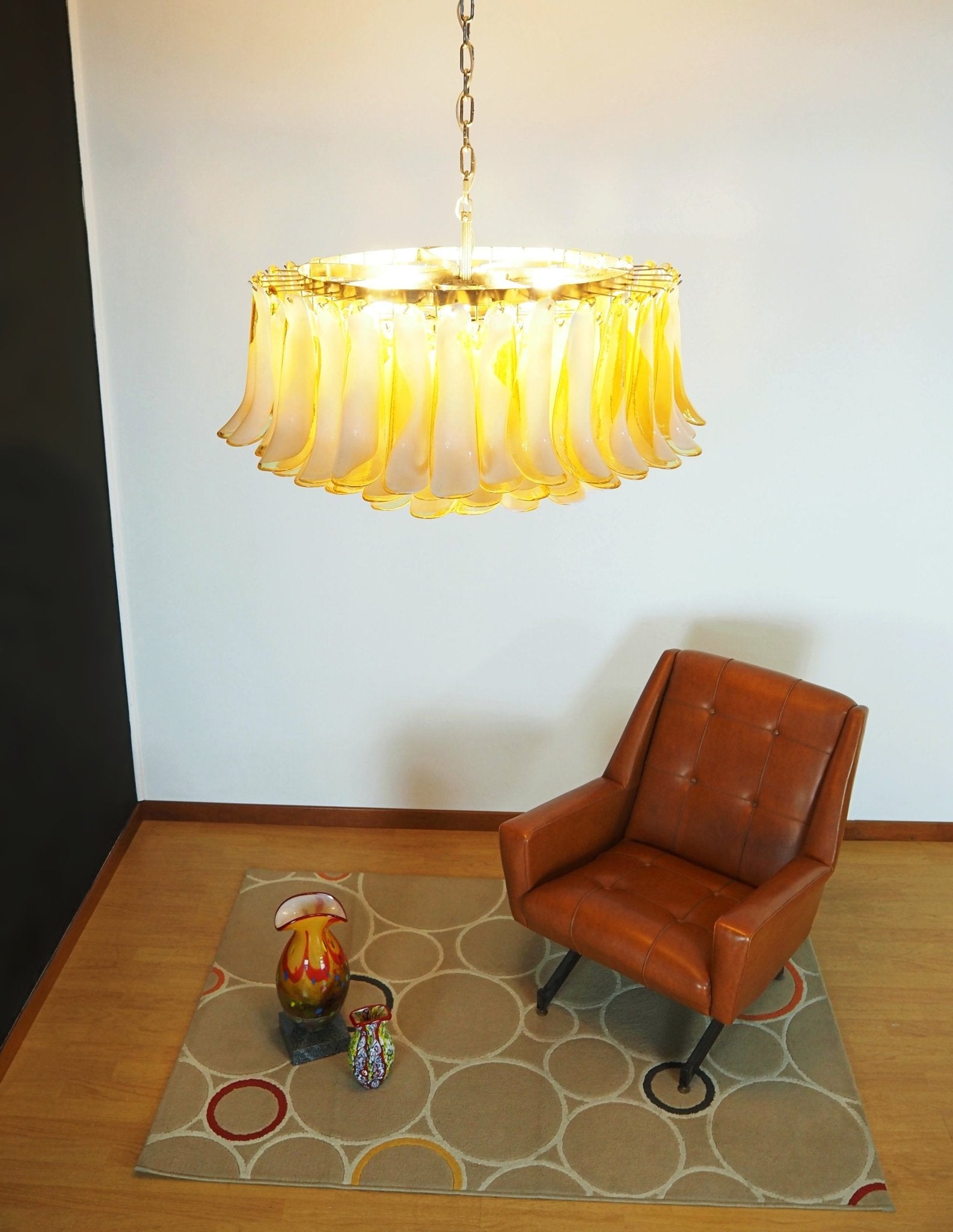 Aurora Chandelier Amber Murano Glass Petal Elegant - Blowlighting