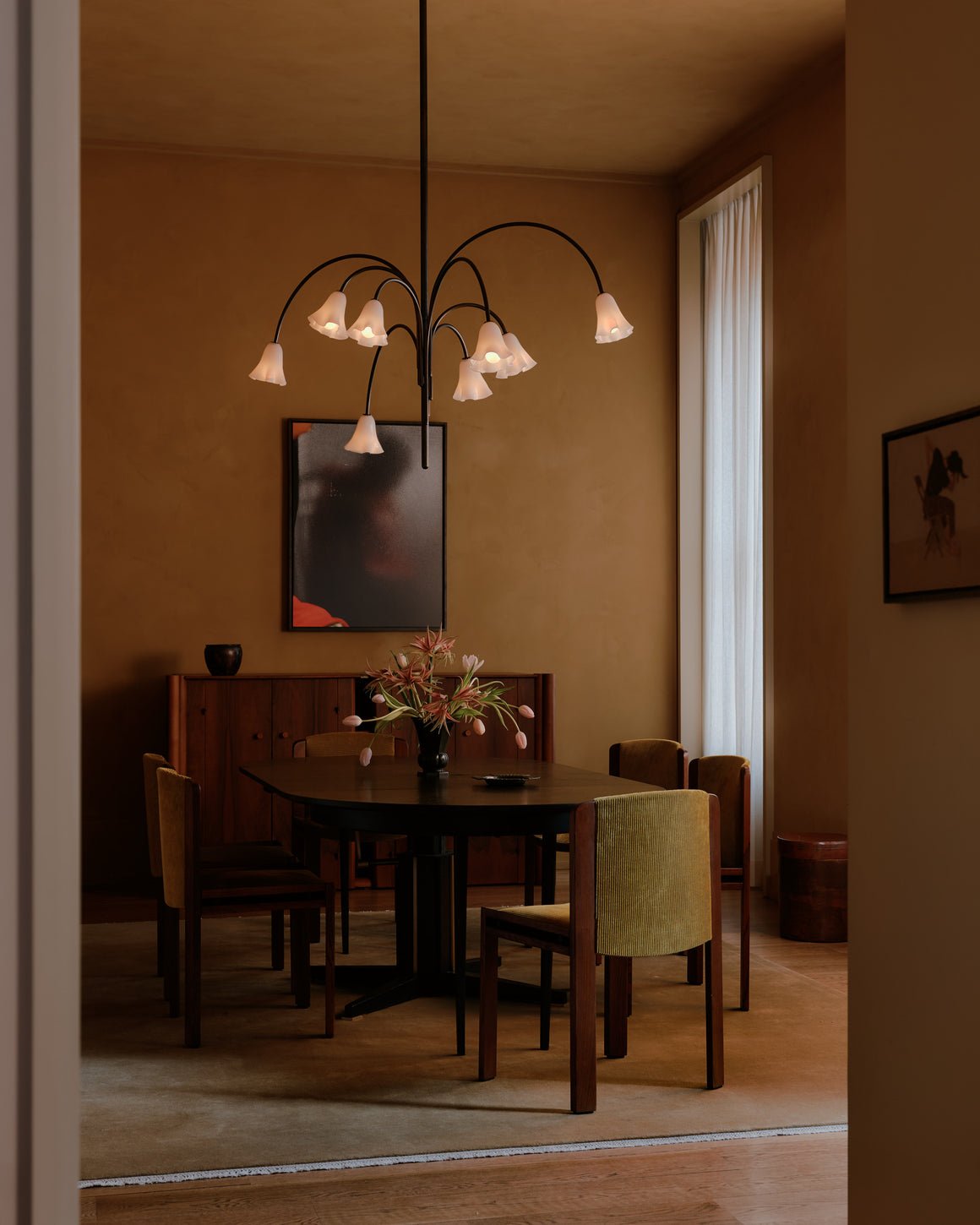 Aurora Chandelier Blossom Petal Glass Arms - Blowlighting