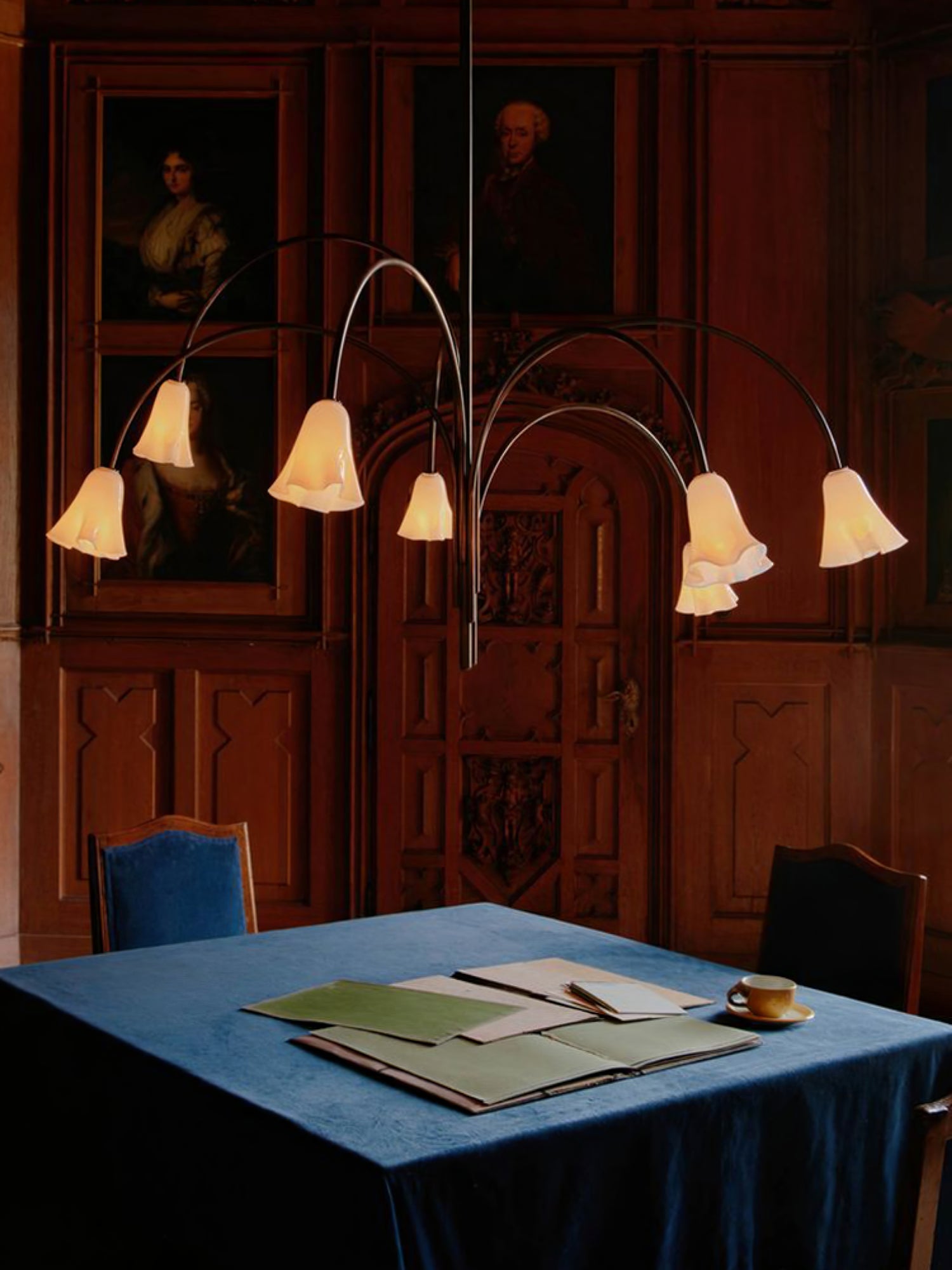 Aurora Chandelier Blossom Petal Glass Arms - Blowlighting
