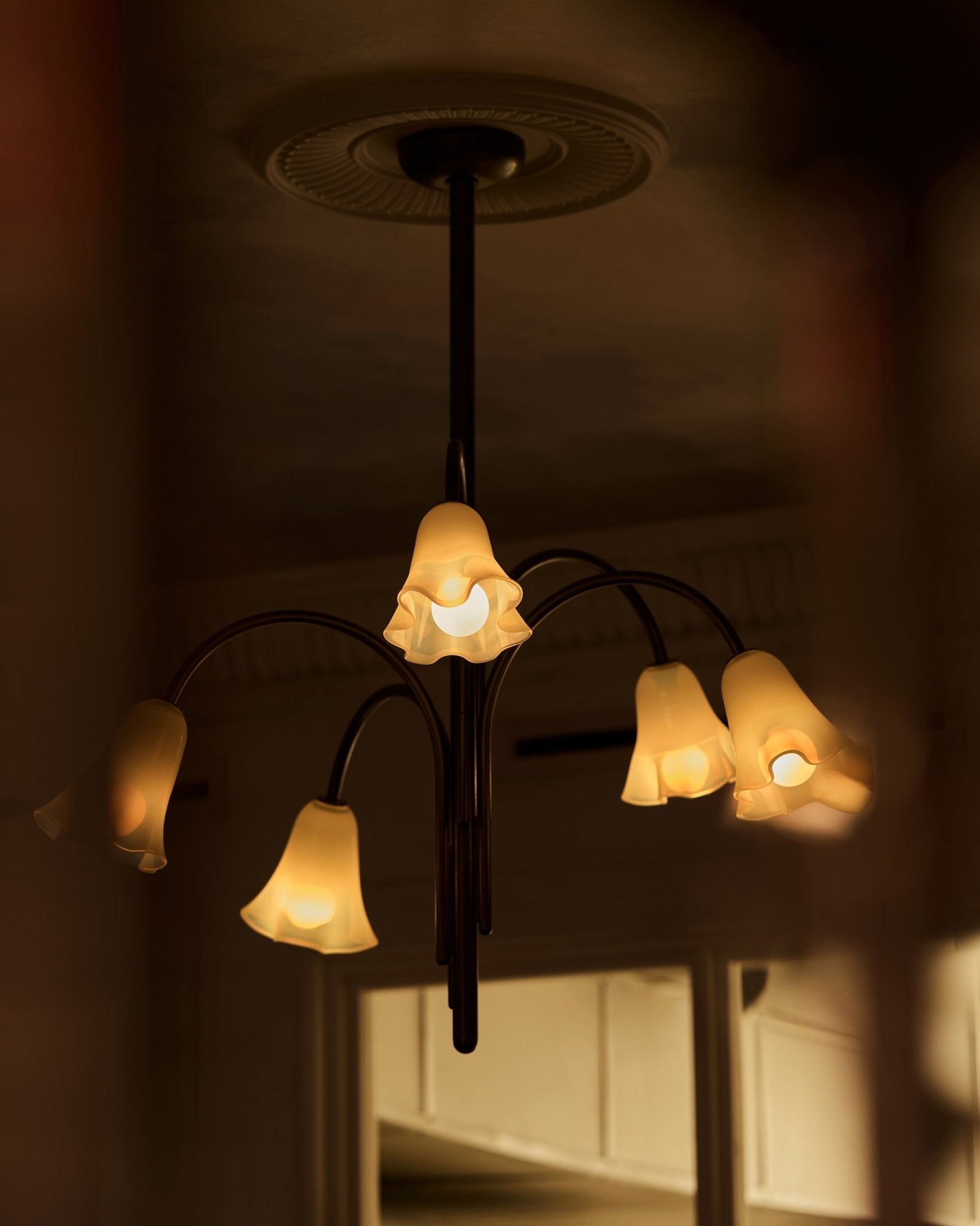Aurora Chandelier Blossom Petal Glass Arms - Blowlighting