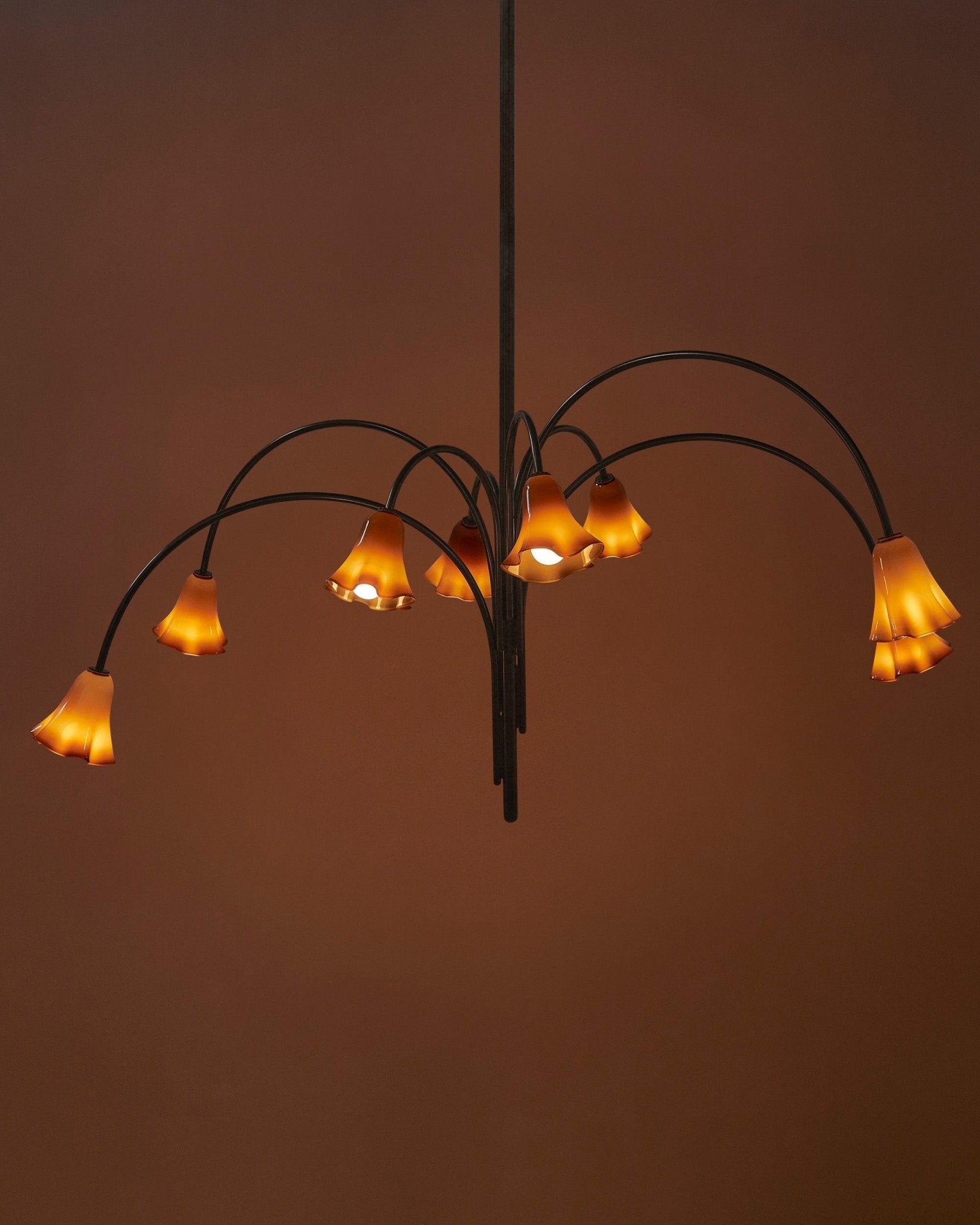Aurora Chandelier Blossom Petal Glass Arms - Blowlighting