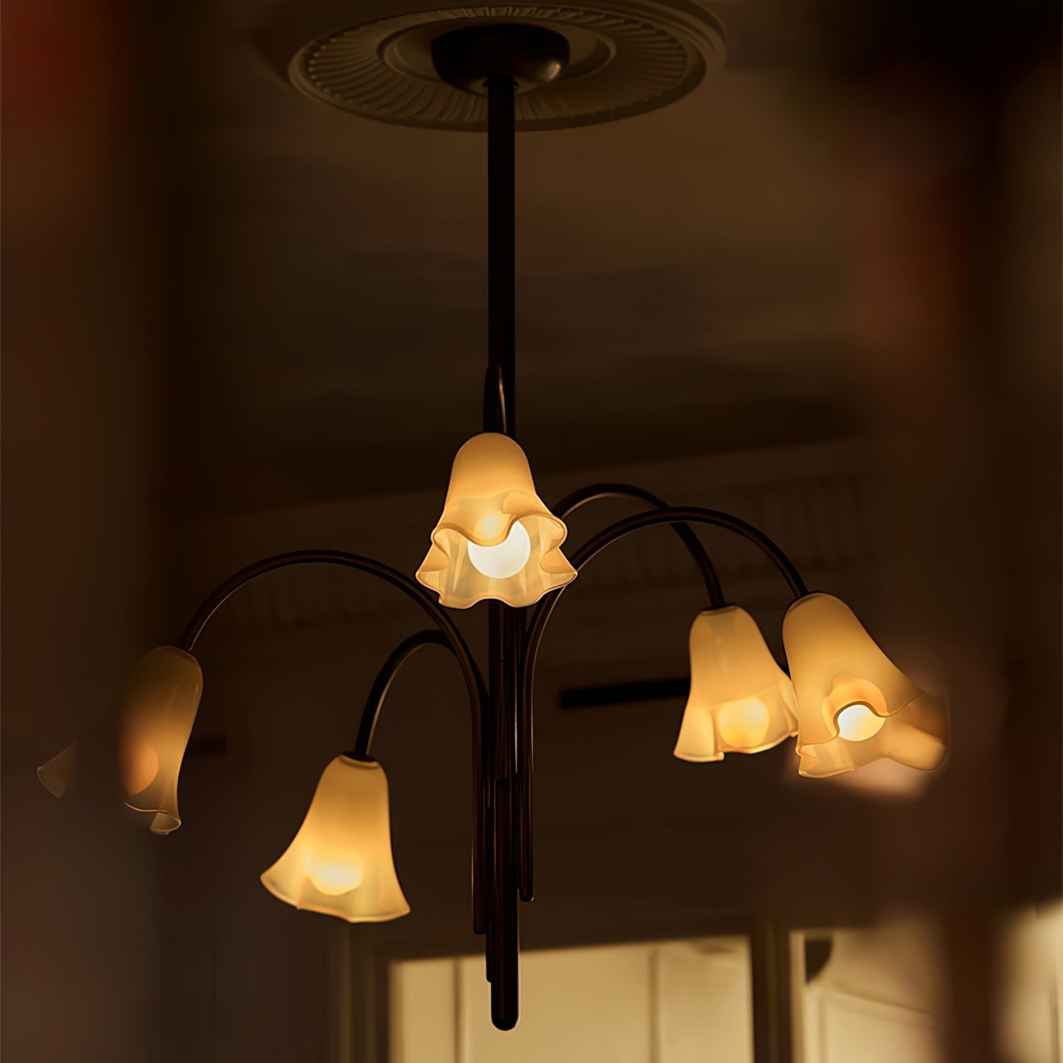 Aurora Chandelier Blossom Petal Glass Arms - Blowlighting