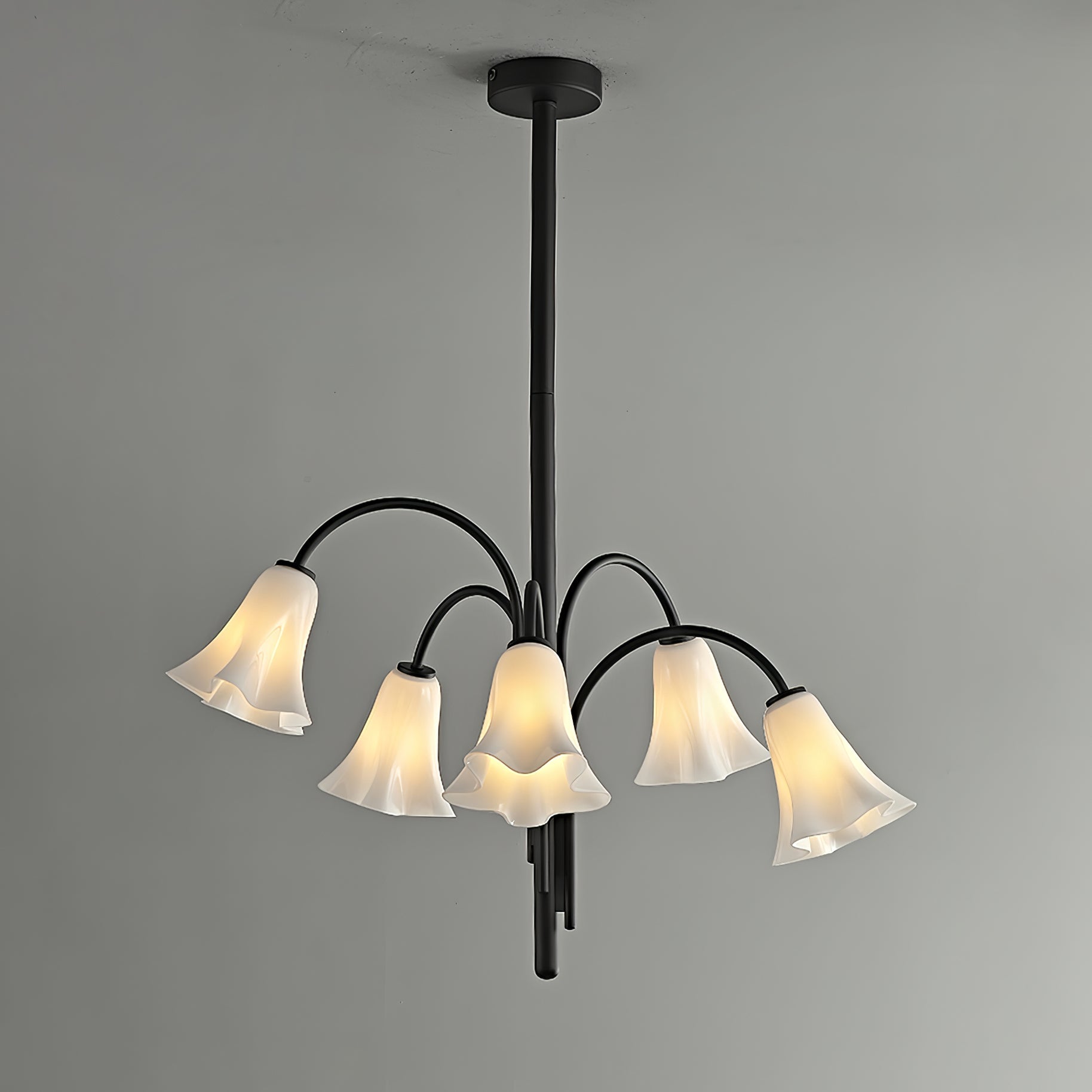 Aurora Chandelier Blossom Petal Glass Arms - Blowlighting