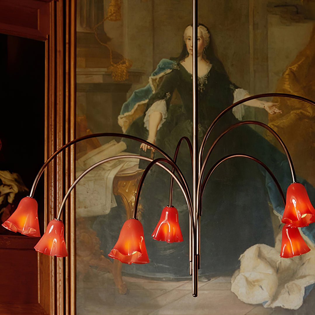 Aurora Chandelier Blossom Petal Glass Arms - Blowlighting