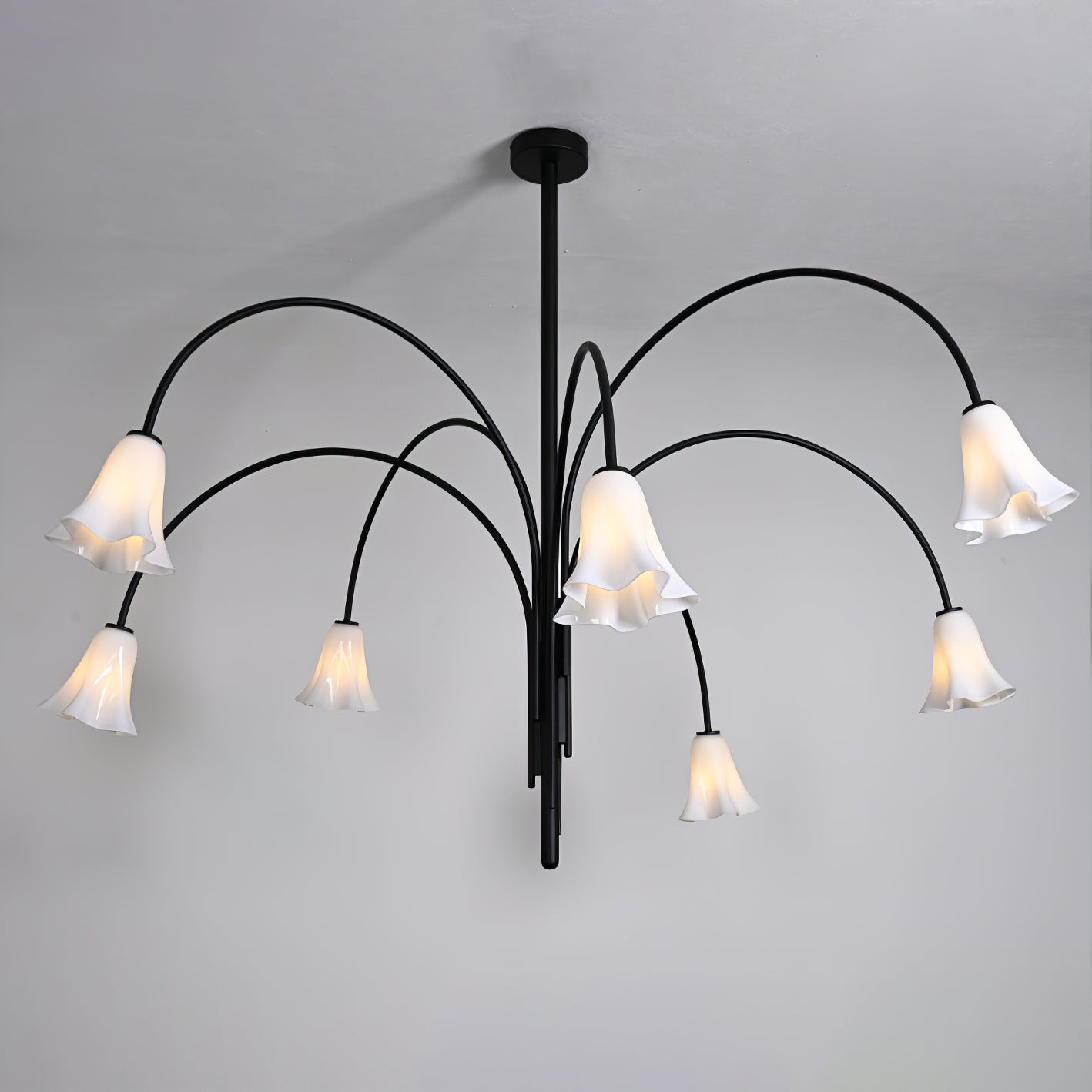 Aurora Chandelier Blossom Petal Glass Arms - Blowlighting