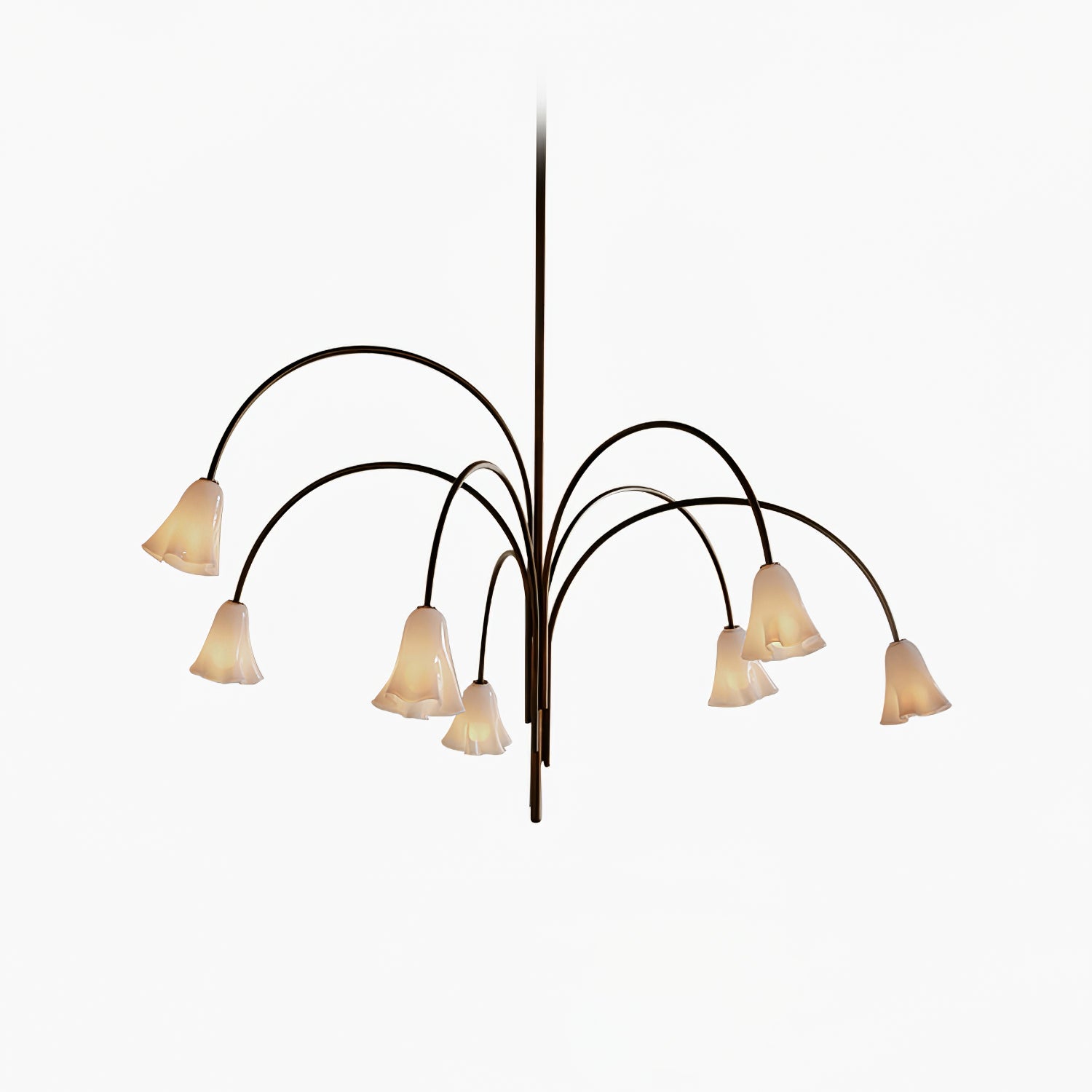 Aurora Chandelier Blossom Petal Glass Arms - Blowlighting
