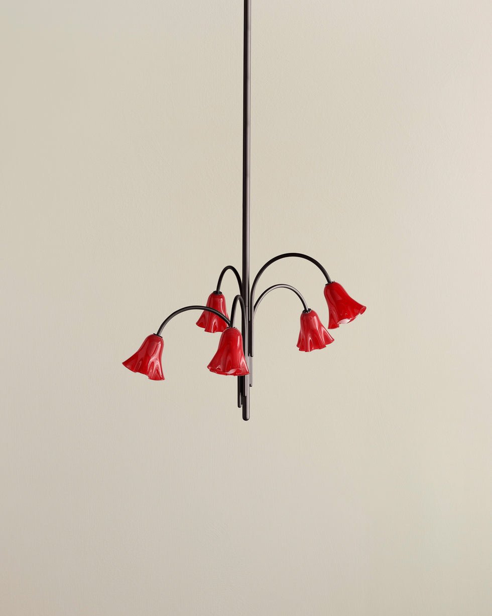 Aurora Chandelier Blossom Petal Glass Arms - Blowlighting
