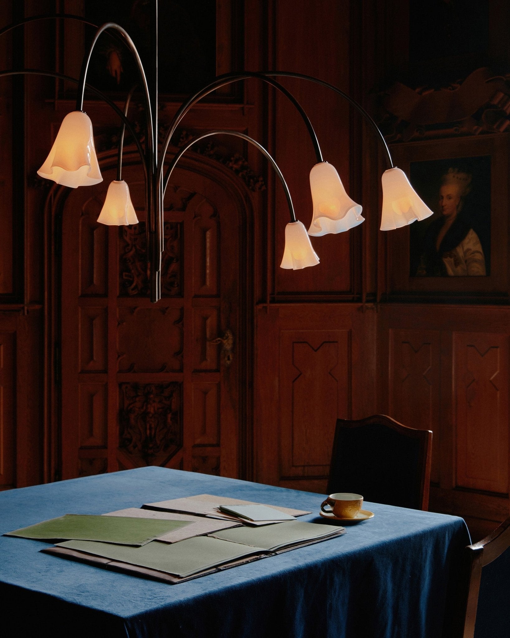 Aurora Chandelier Blossom Petal Glass Arms - Blowlighting