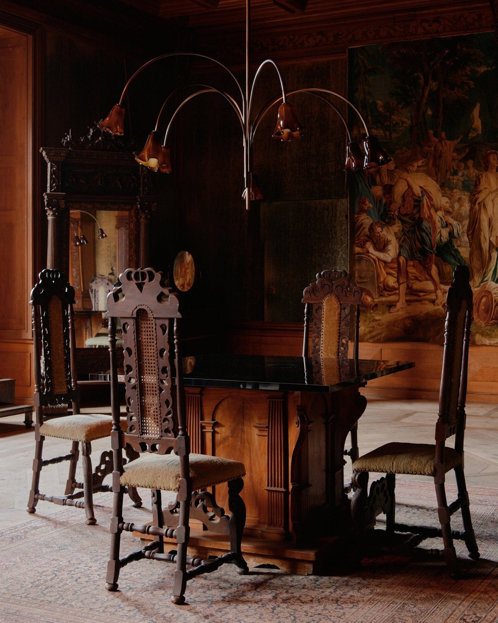Aurora Chandelier Blossom Petal Glass Arms - Blowlighting