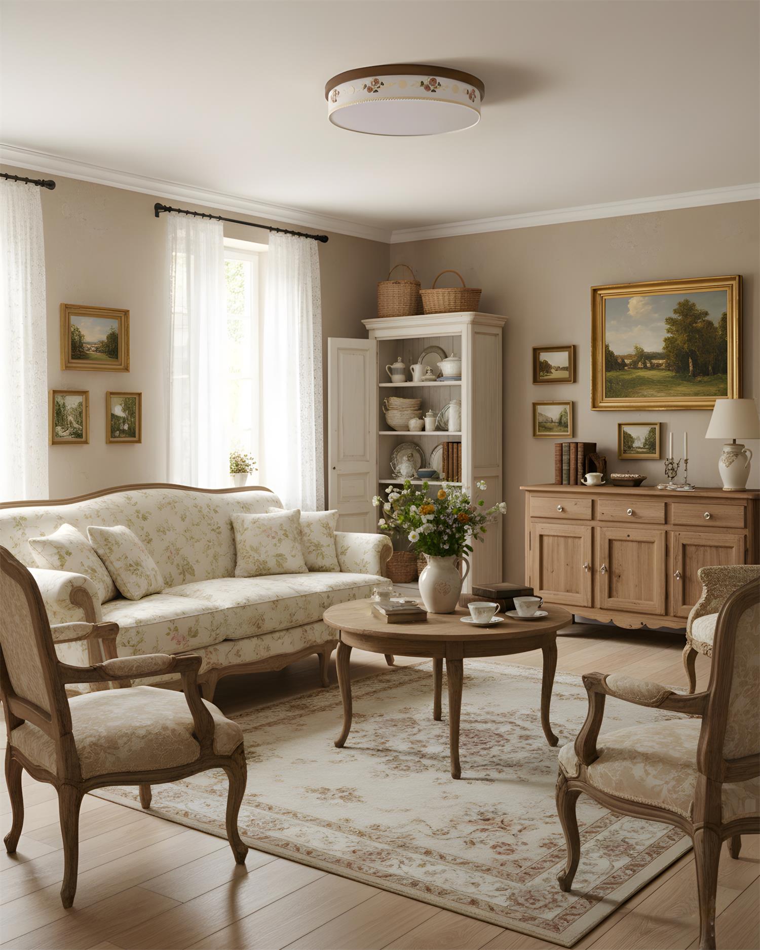 Verona Floral Wood Ceiling Lamp