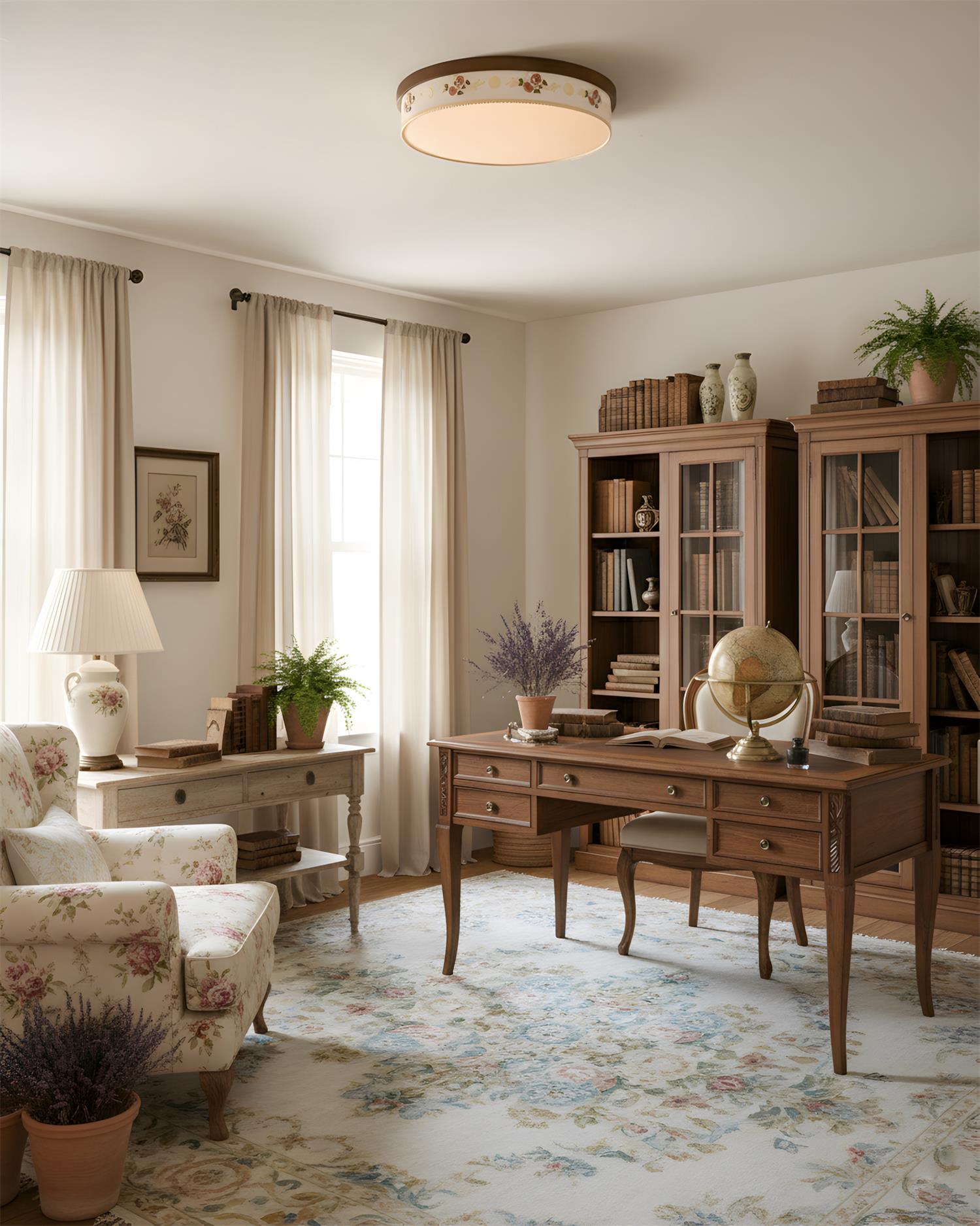 Verona Floral Wood Ceiling Lamp