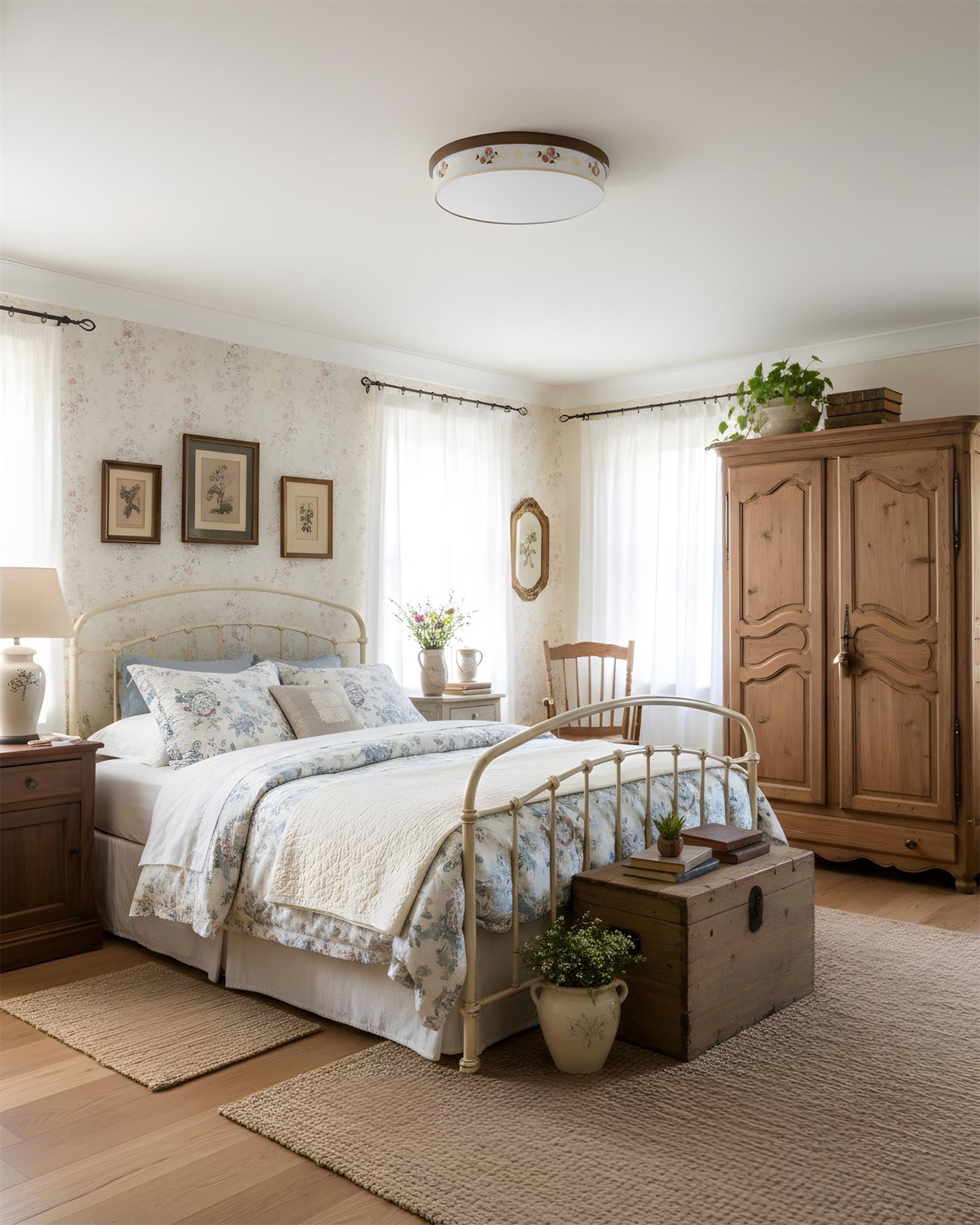 Verona Floral Wood Ceiling Lamp