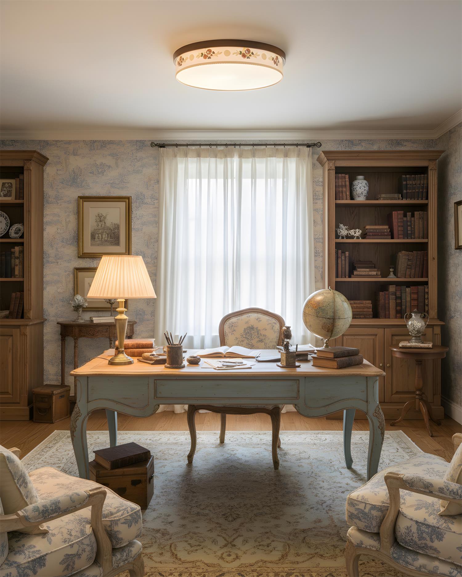 Verona Floral Wood Ceiling Lamp