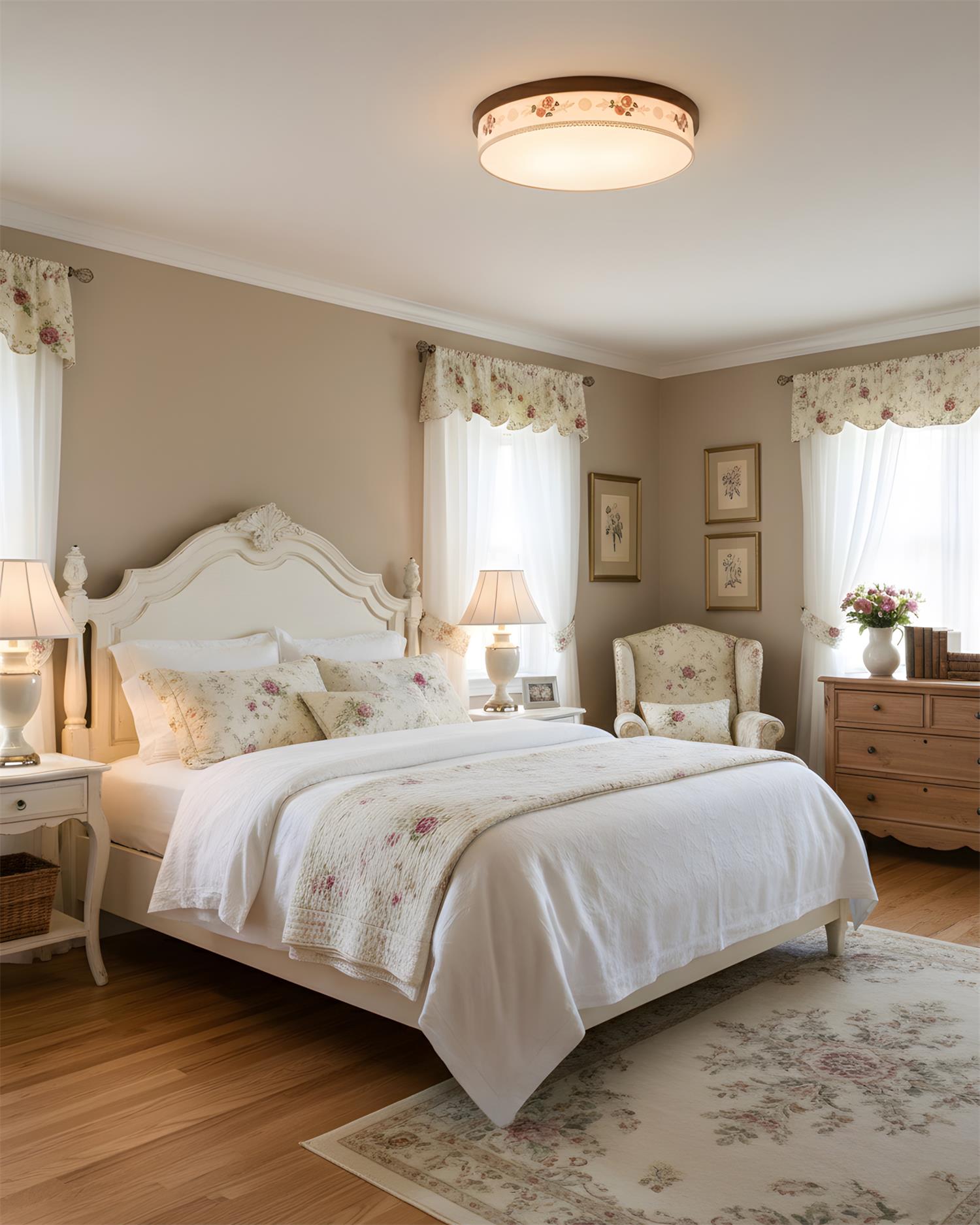 Verona Floral Wood Ceiling Lamp