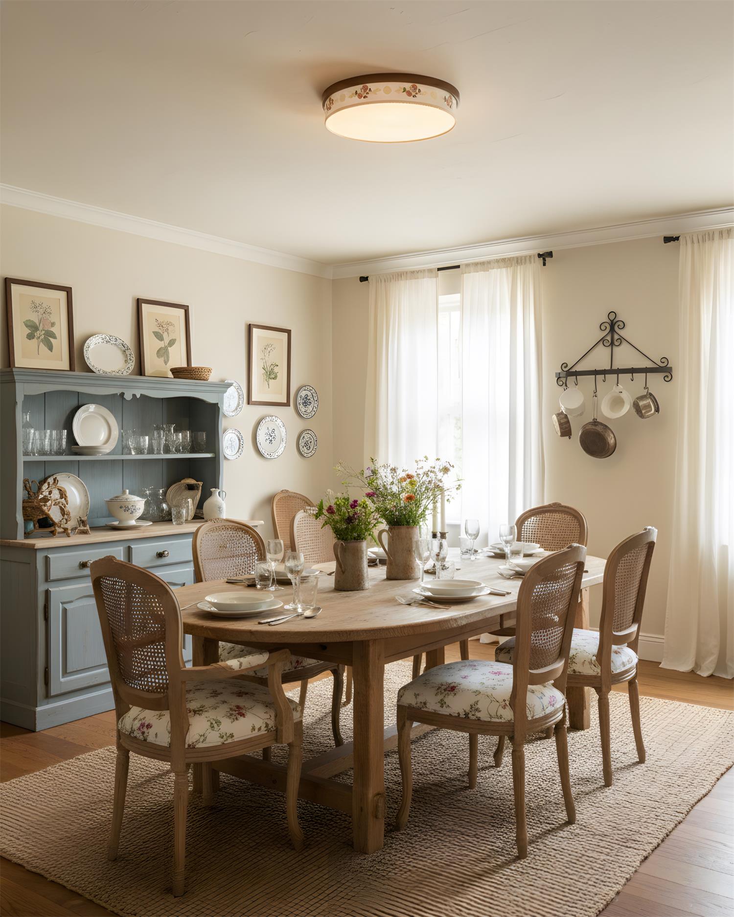 Verona Floral Wood Ceiling Lamp