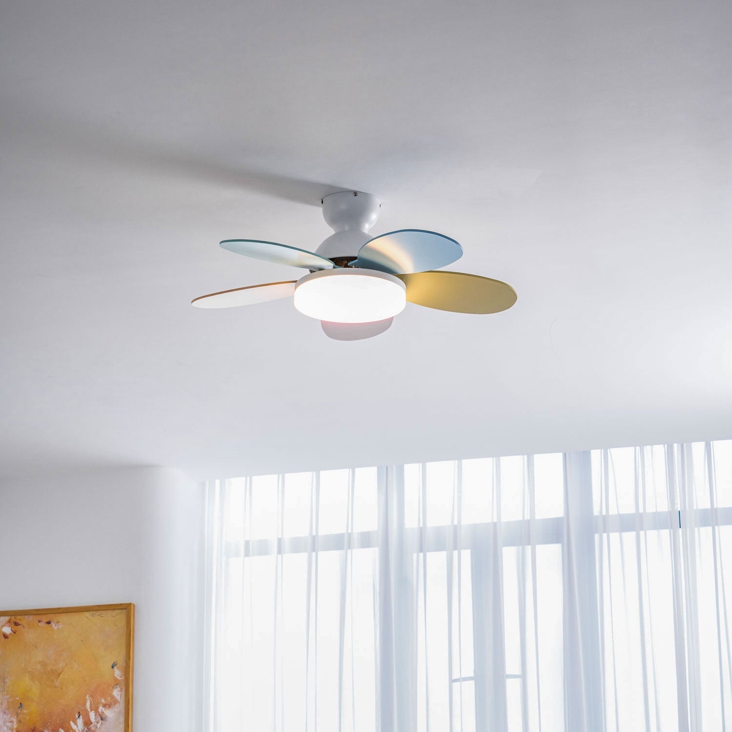 Liora Colorful Glass Kids Ceiling Fan Light - Blowlighting