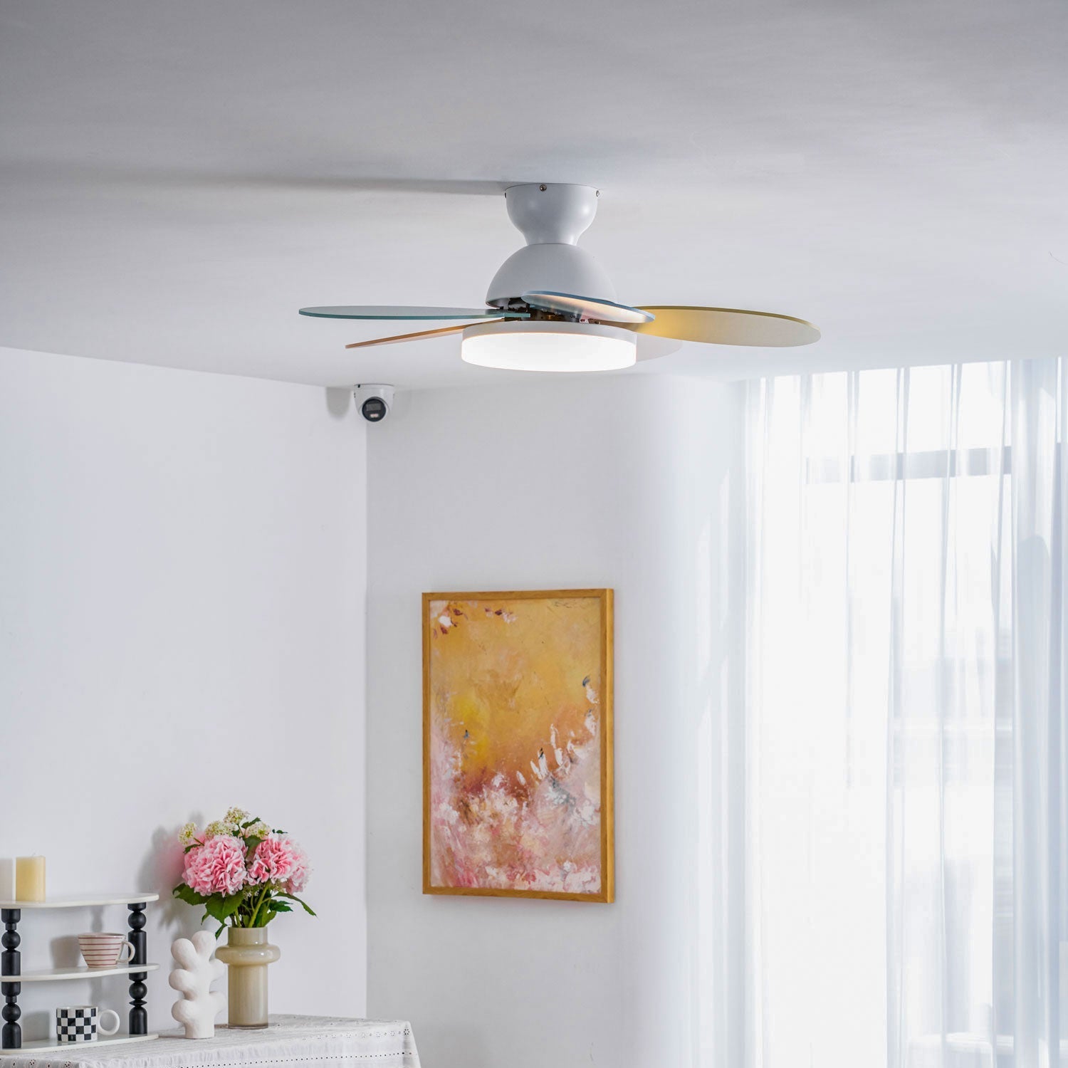 Liora Colorful Glass Kids Ceiling Fan Light - Blowlighting