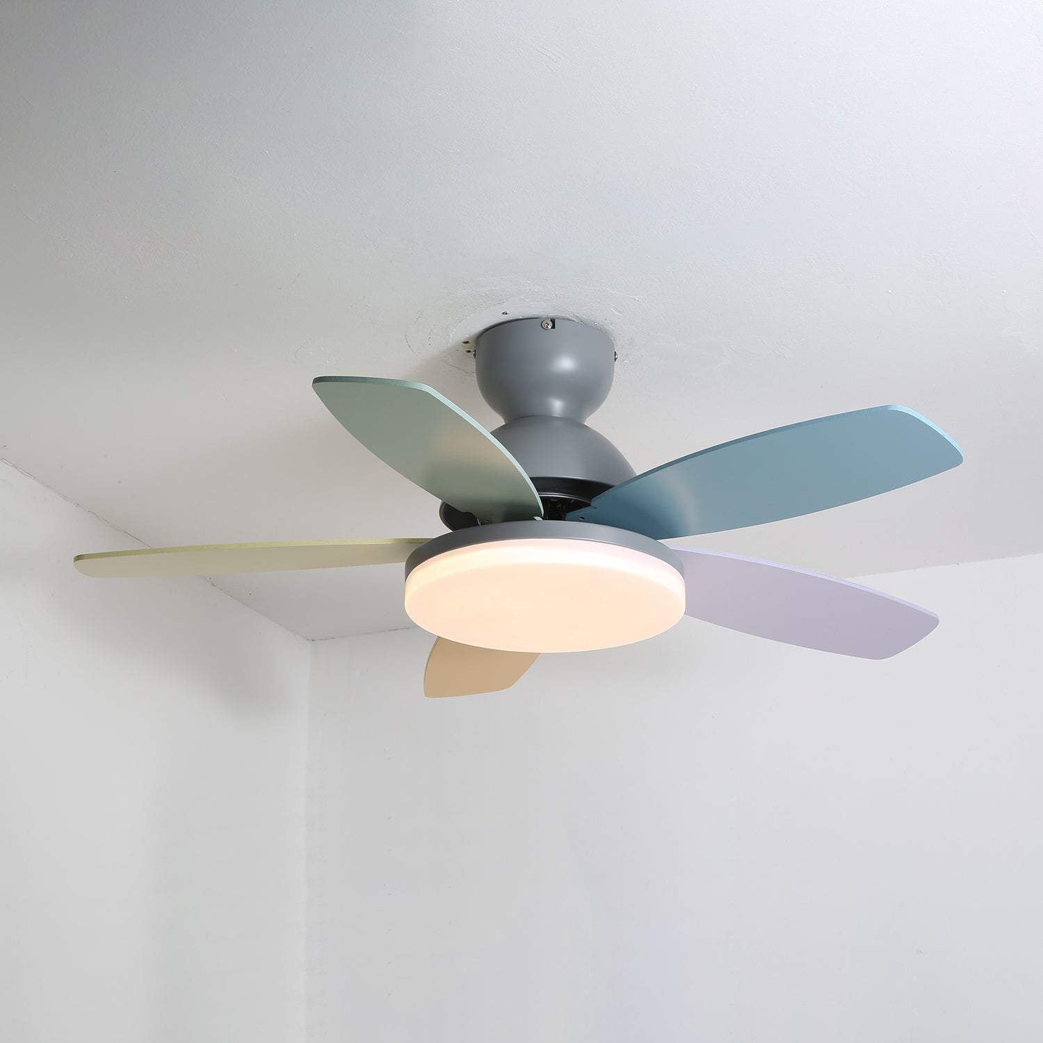 Liora Colorful Glass Kids Ceiling Fan Light - Blowlighting