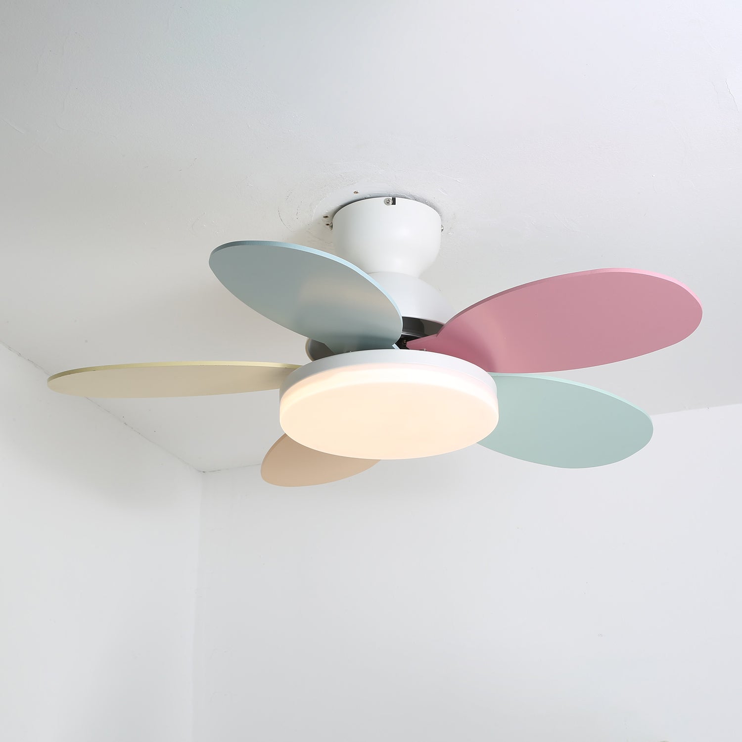 Liora Colorful Glass Kids Ceiling Fan Light - Blowlighting
