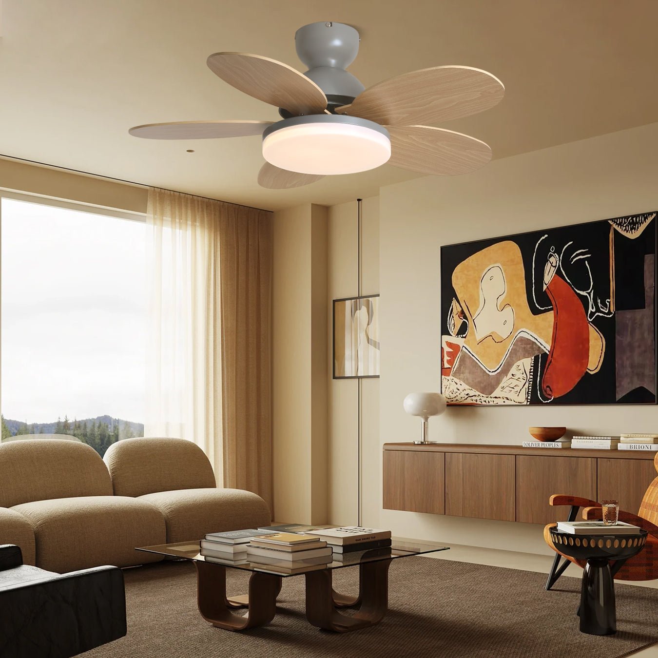 Liora Colorful Glass Kids Ceiling Fan Light - Blowlighting