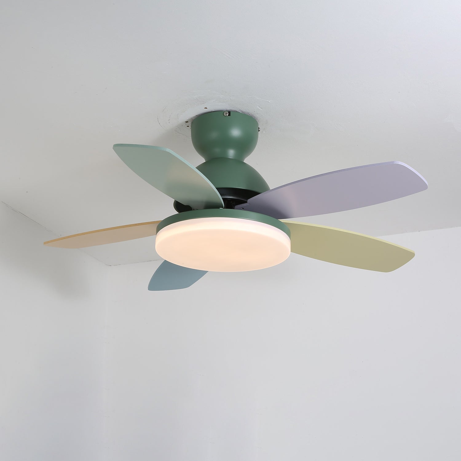Liora Colorful Glass Kids Ceiling Fan Light - Blowlighting