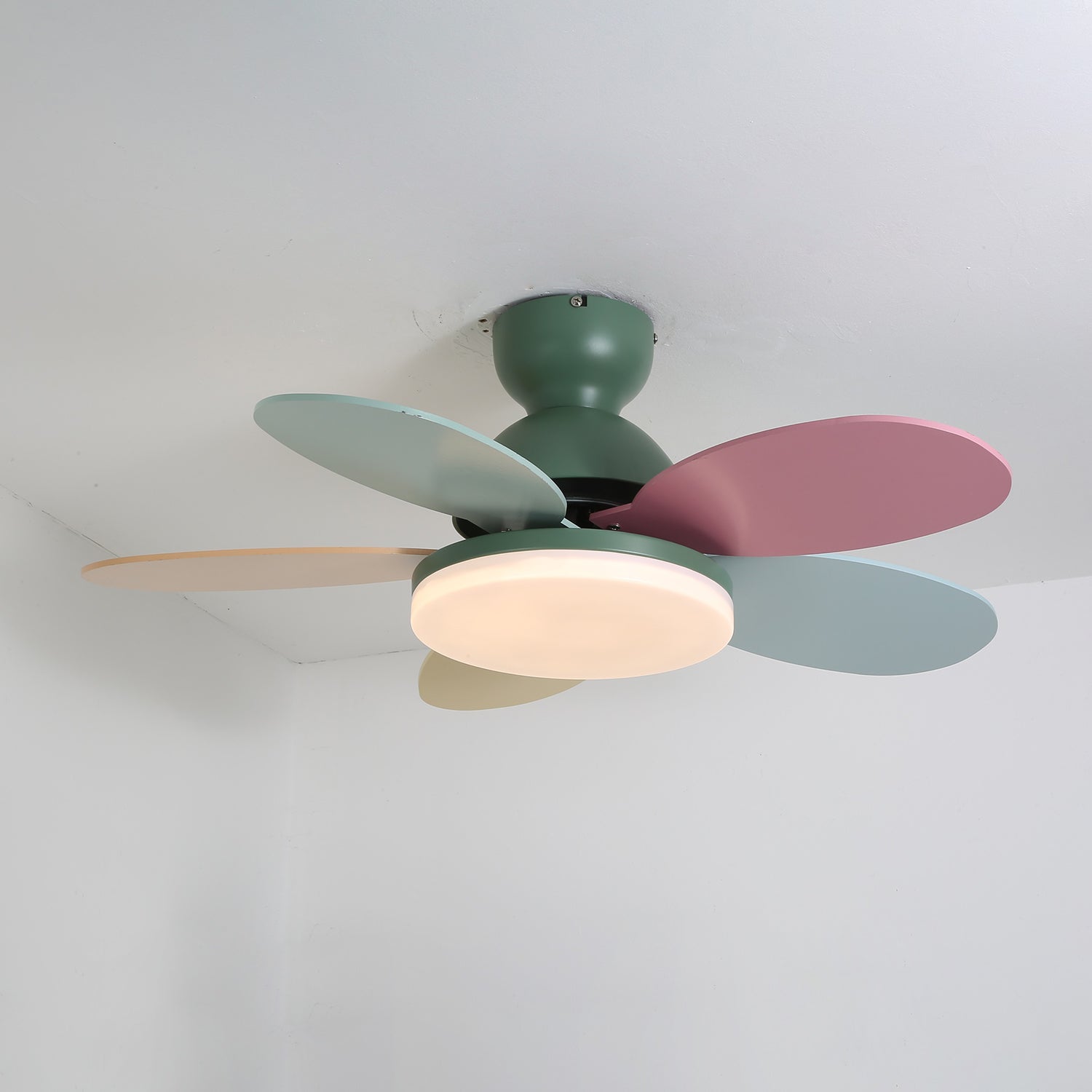 Liora Colorful Glass Kids Ceiling Fan Light - Blowlighting