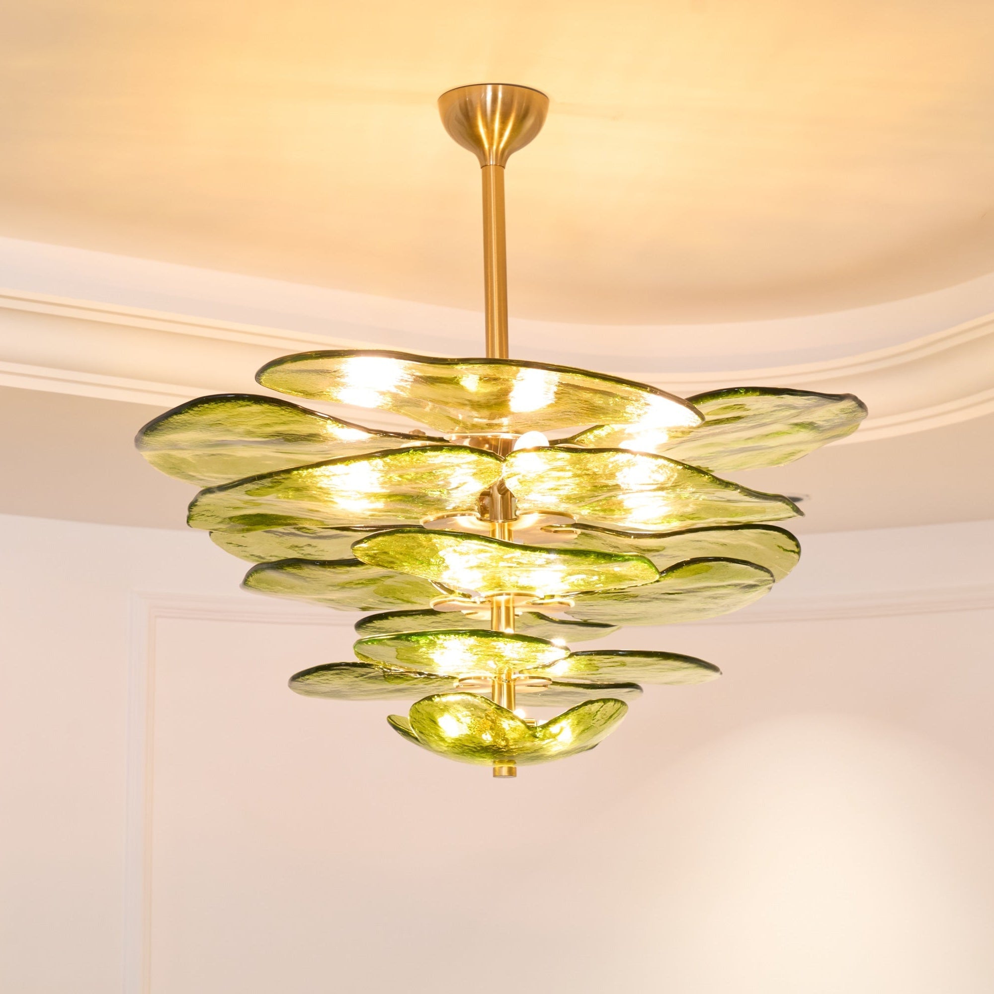 Aurora Chandelier Gold Murano Glass Petal Luxury - Blowlighting