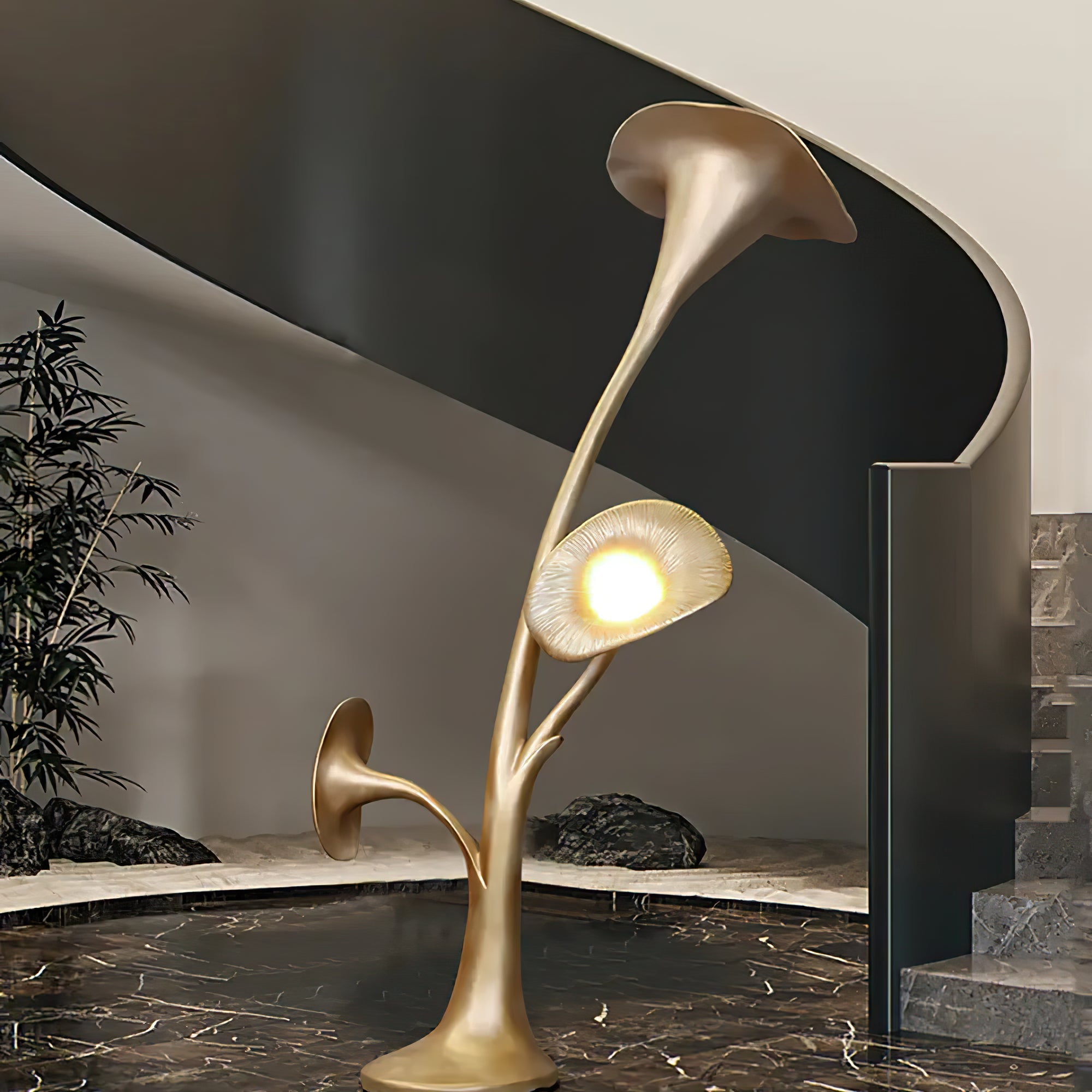 Esole Floral Brass Floor Lamp - Blowlighting