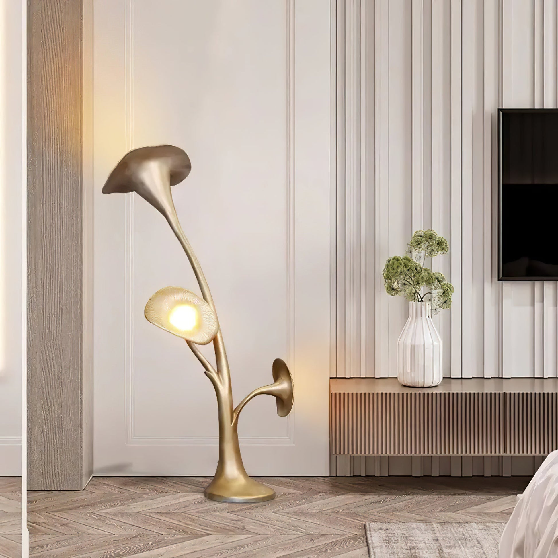 Esole Floral Brass Floor Lamp - Blowlighting