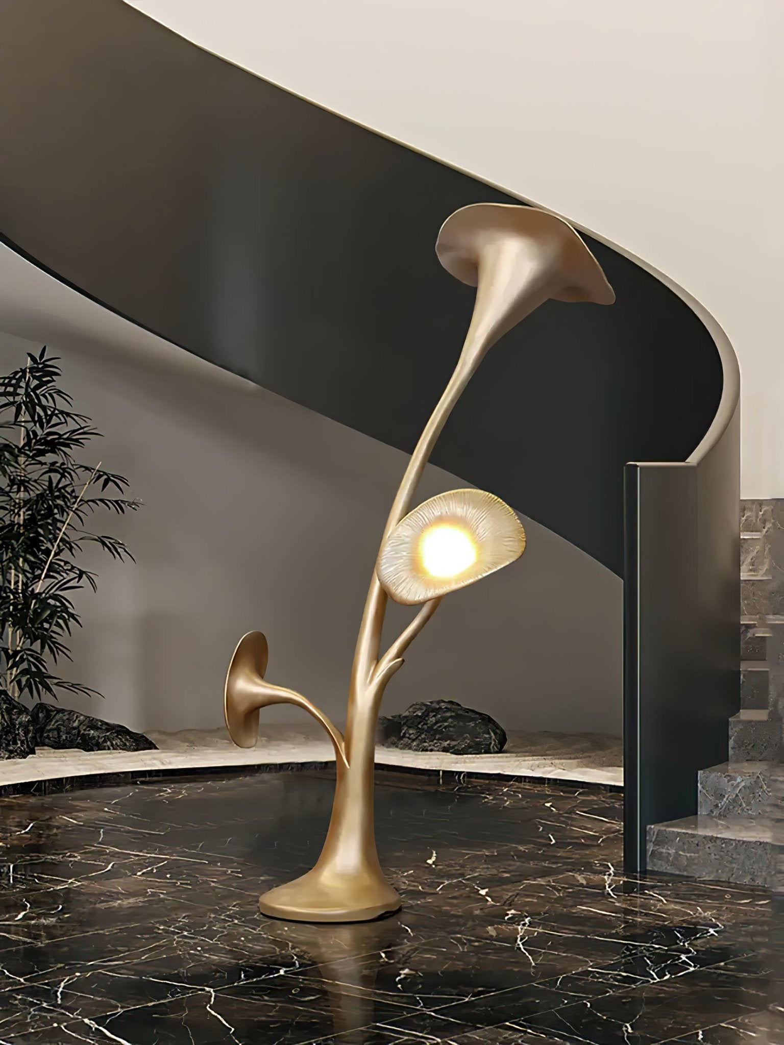 Esole Floral Brass Floor Lamp - Blowlighting