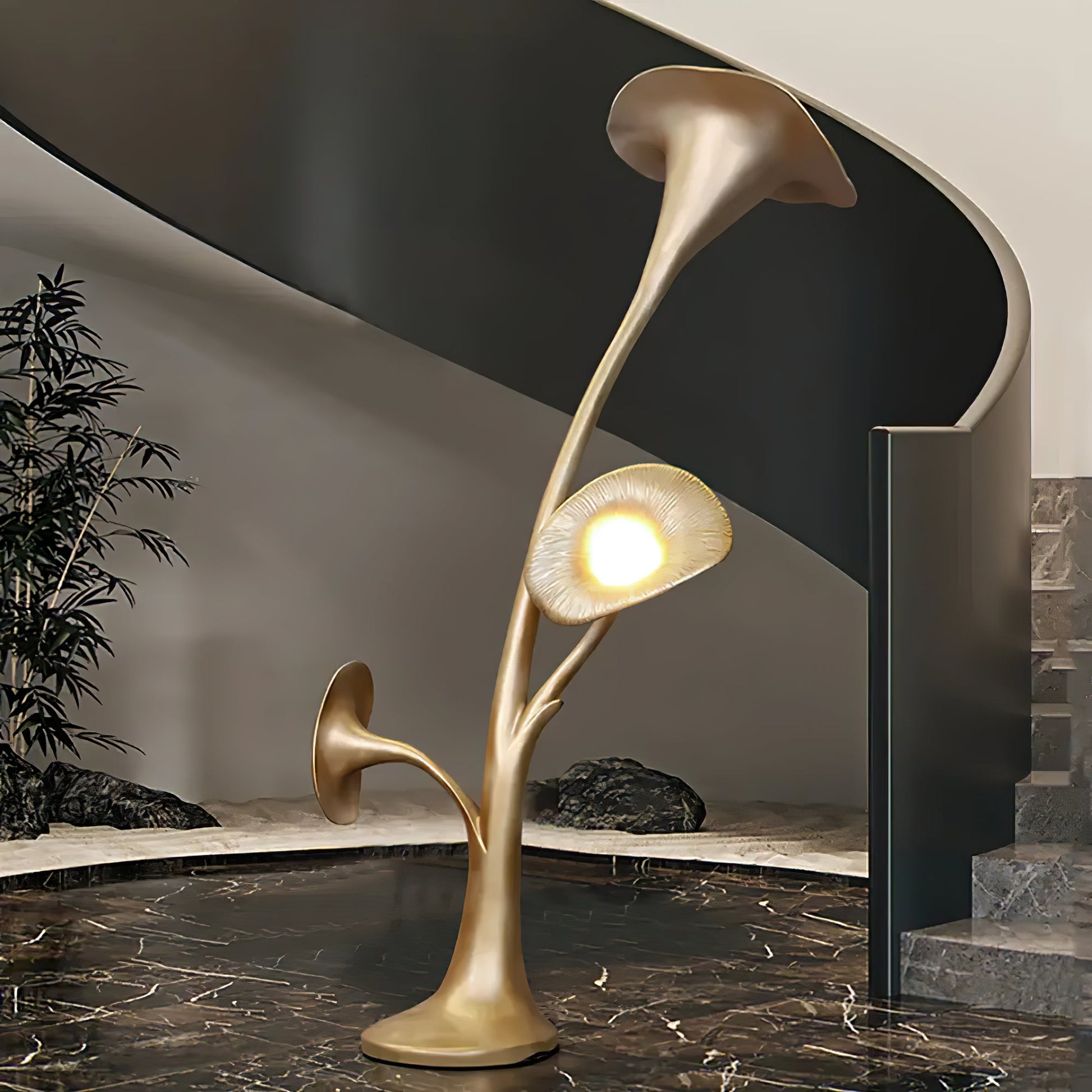 Esole Floral Brass Floor Lamp - Blowlighting