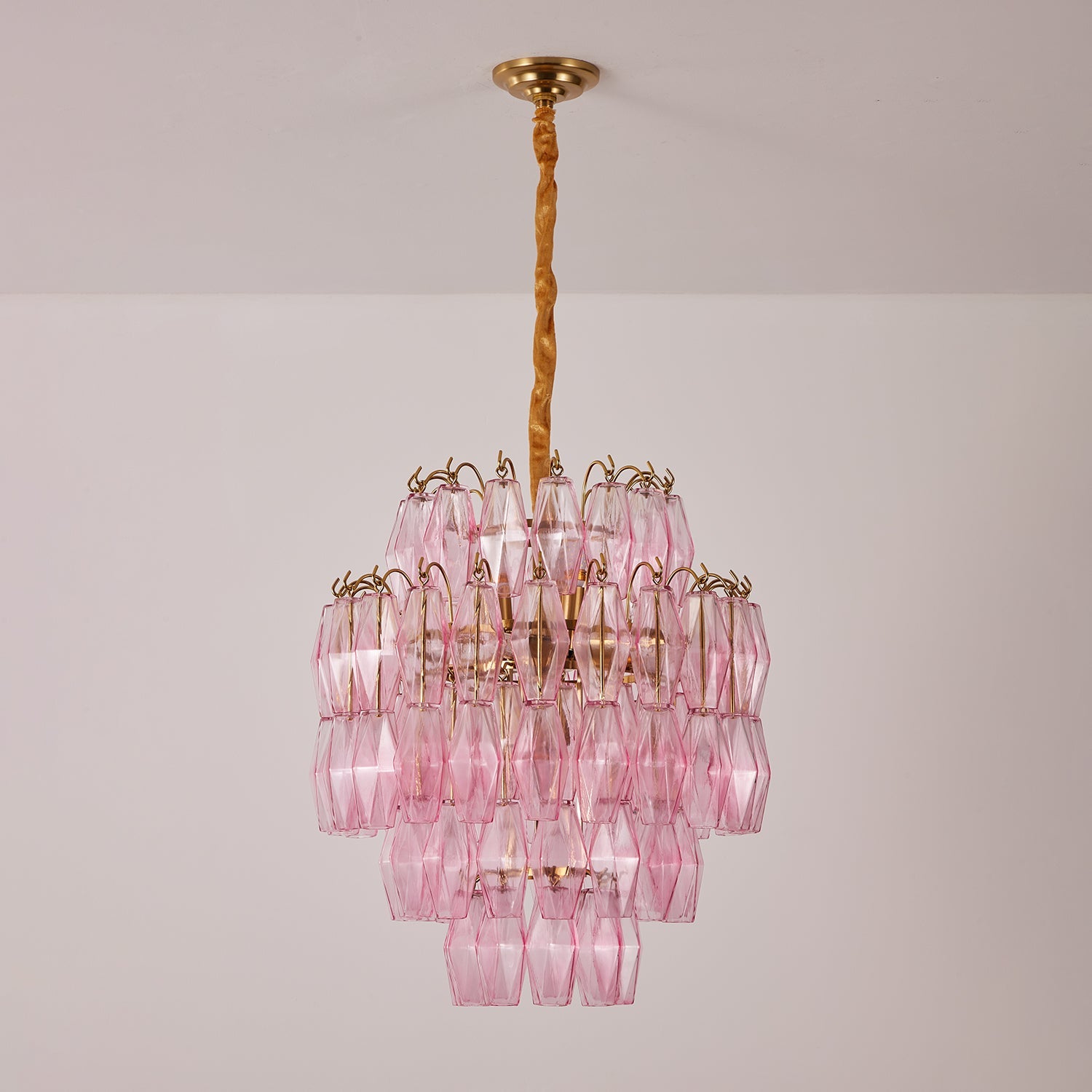 Aurora Chandelier Pink Murano Glass Layered Glam - Blowlighting
