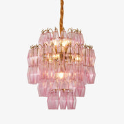 Aurora Chandelier Pink Murano Glass Layered Glam - Blowlighting