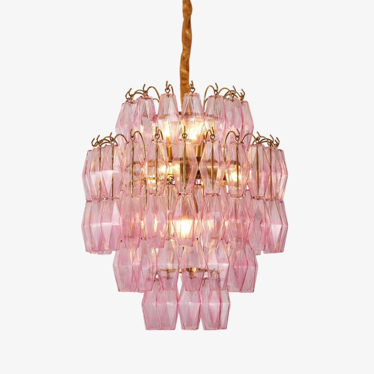 Aurora Chandelier Pink Murano Glass Layered Glam - Blowlighting